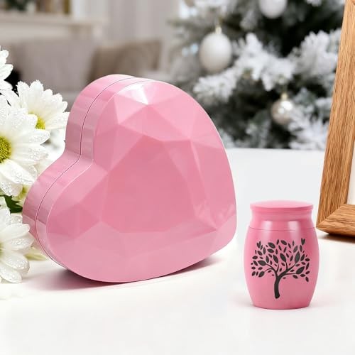 Small Urns for Human Ashes Keepsake – 1.6″ Pink Mini Cremation Urn with