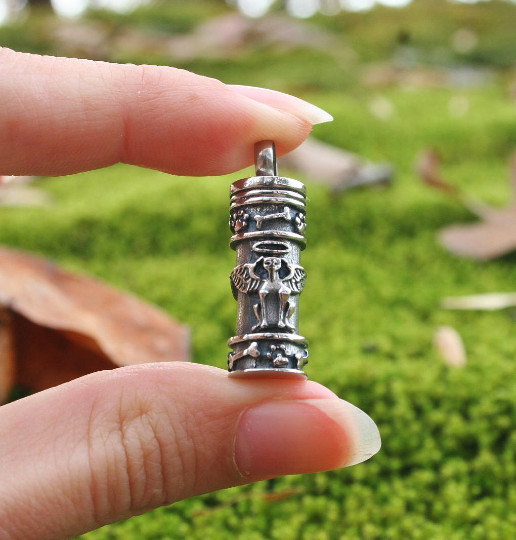 Angel Dog Vial Cremation Pendant Urn Keychain 1″ Key Ring for Ashes Silver Gift
