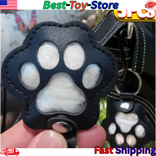 5PCs Pet hair keychain, Leather Paw Keychain with Hair Storage for Dog & Cat