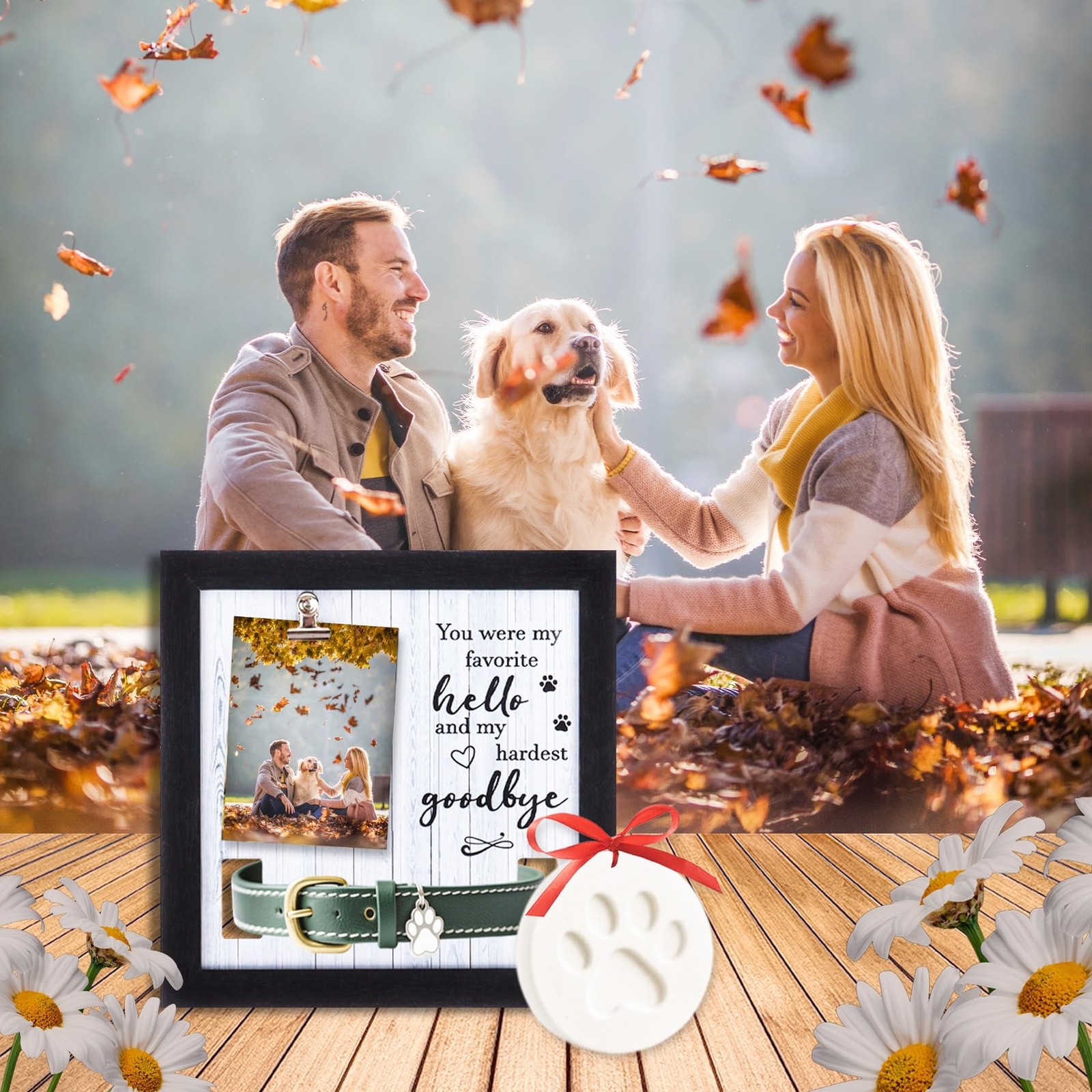 Pet Memorial Frame with Collar Holder, Pet Memorial Gifts for Dogs with Pet P…