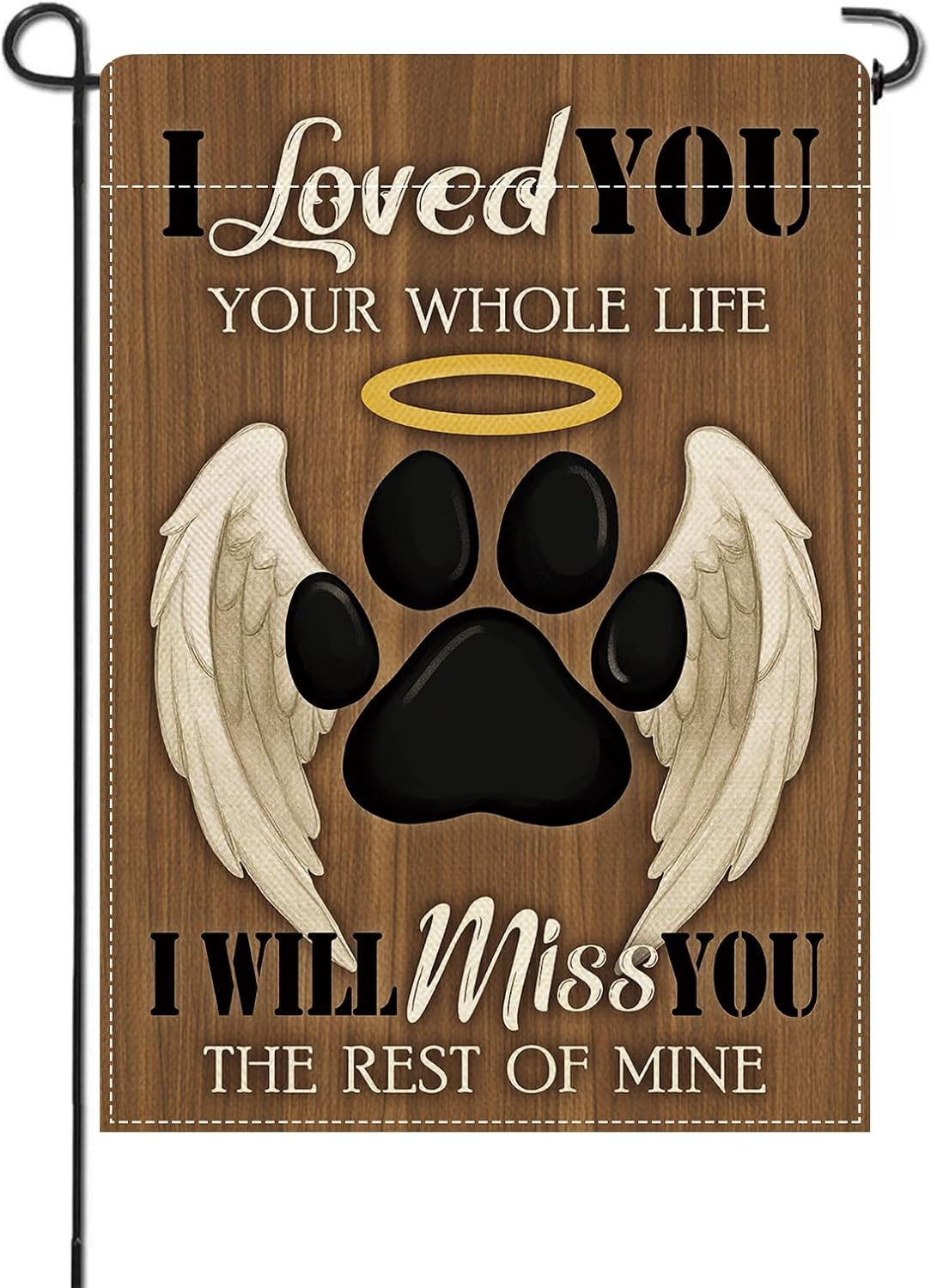 Pet Memorial Small Decorative Garden Flag, Dog Cat Paw Prints Inspirational Quot
