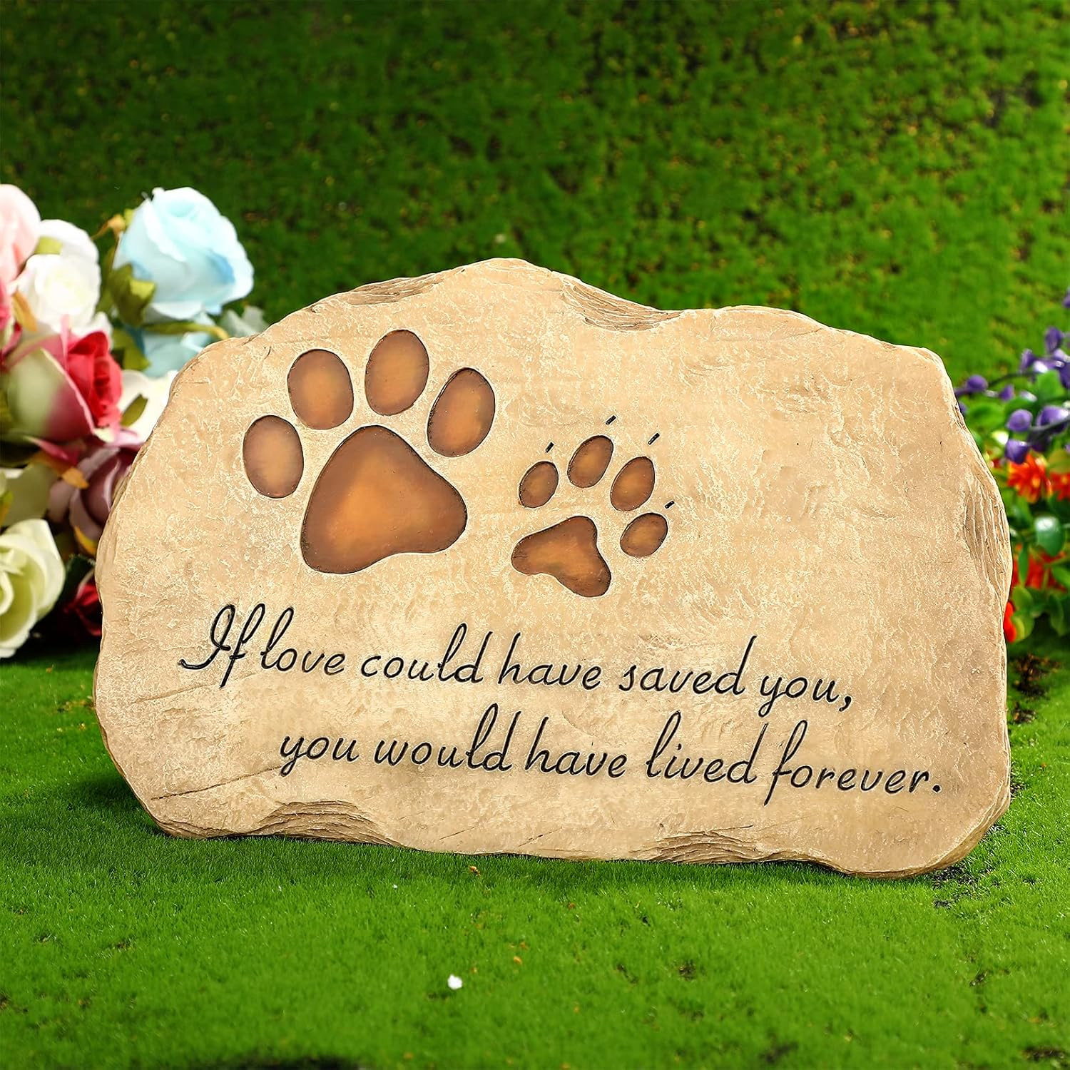 Dog Memorial Stone Dog Garden Memorial Stone Paw Prints Pet Headstone Resin…