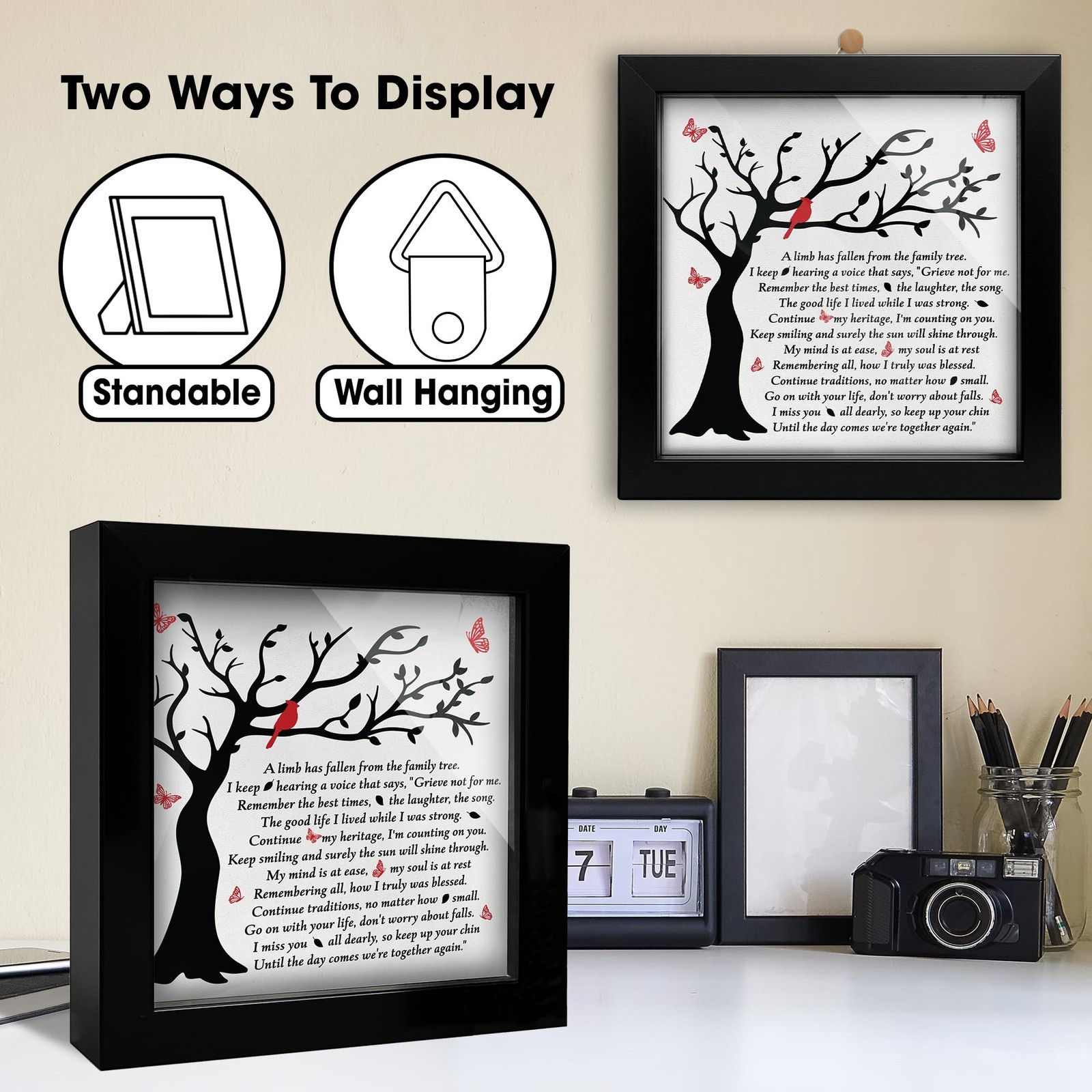6.3” Sympathy Gifts Loss of Loved One with Poem Memorial Frame Cardinal A Li…