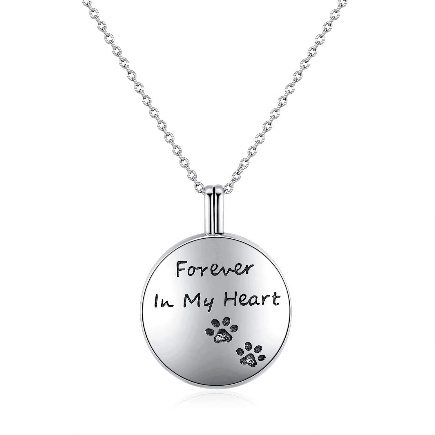S925 Sterling Silver Paw Urn Pendant Necklace for Pet Cat Dog Ashes Cremation…