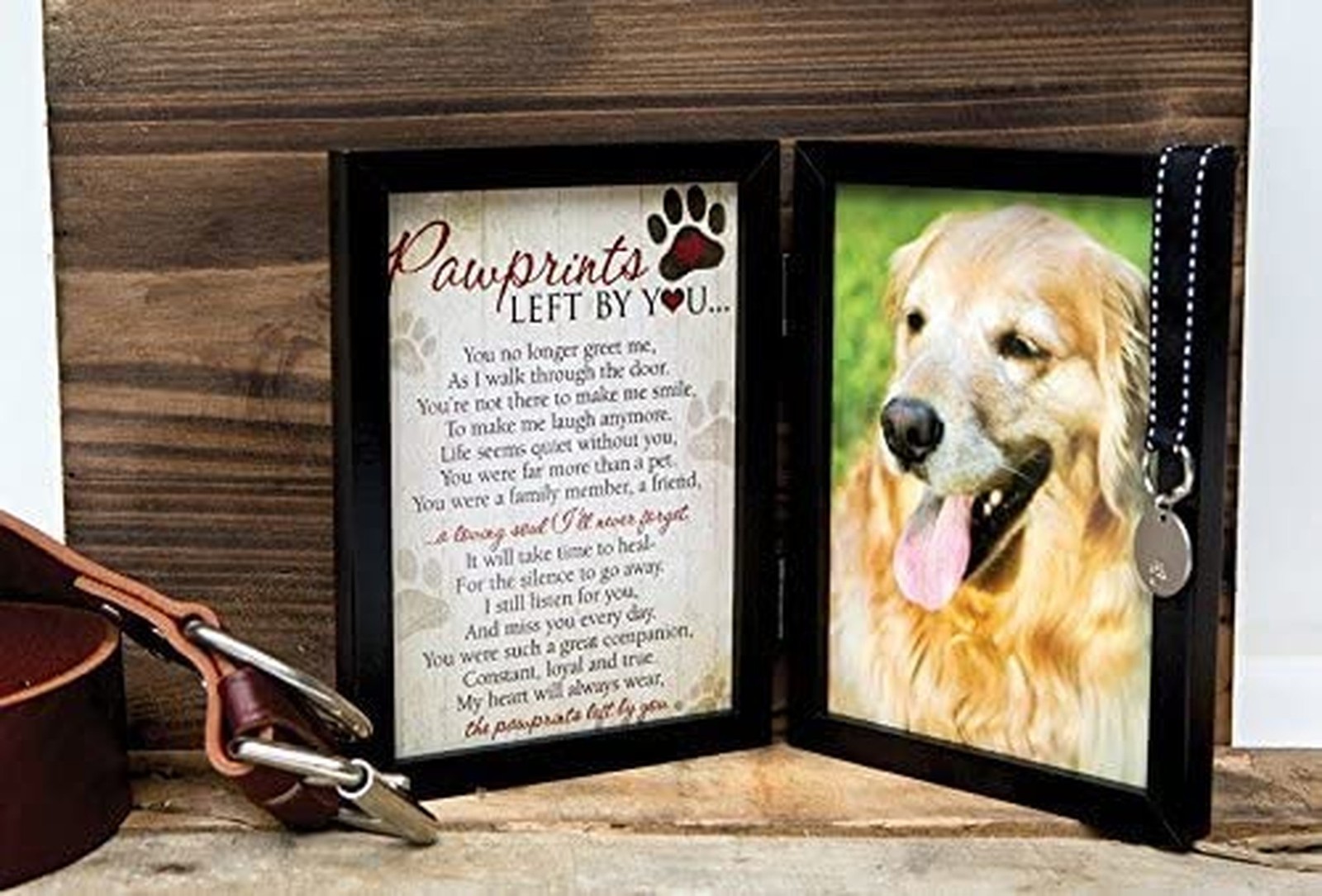 Pawprints Pet Memorial Frame with Pawprints Left by You Poem- Touching Dog Sy…
