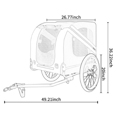 Large Folding Bike Trailer For Dogs 120LB Capacity All-Terrain Pet Carrier, Dur