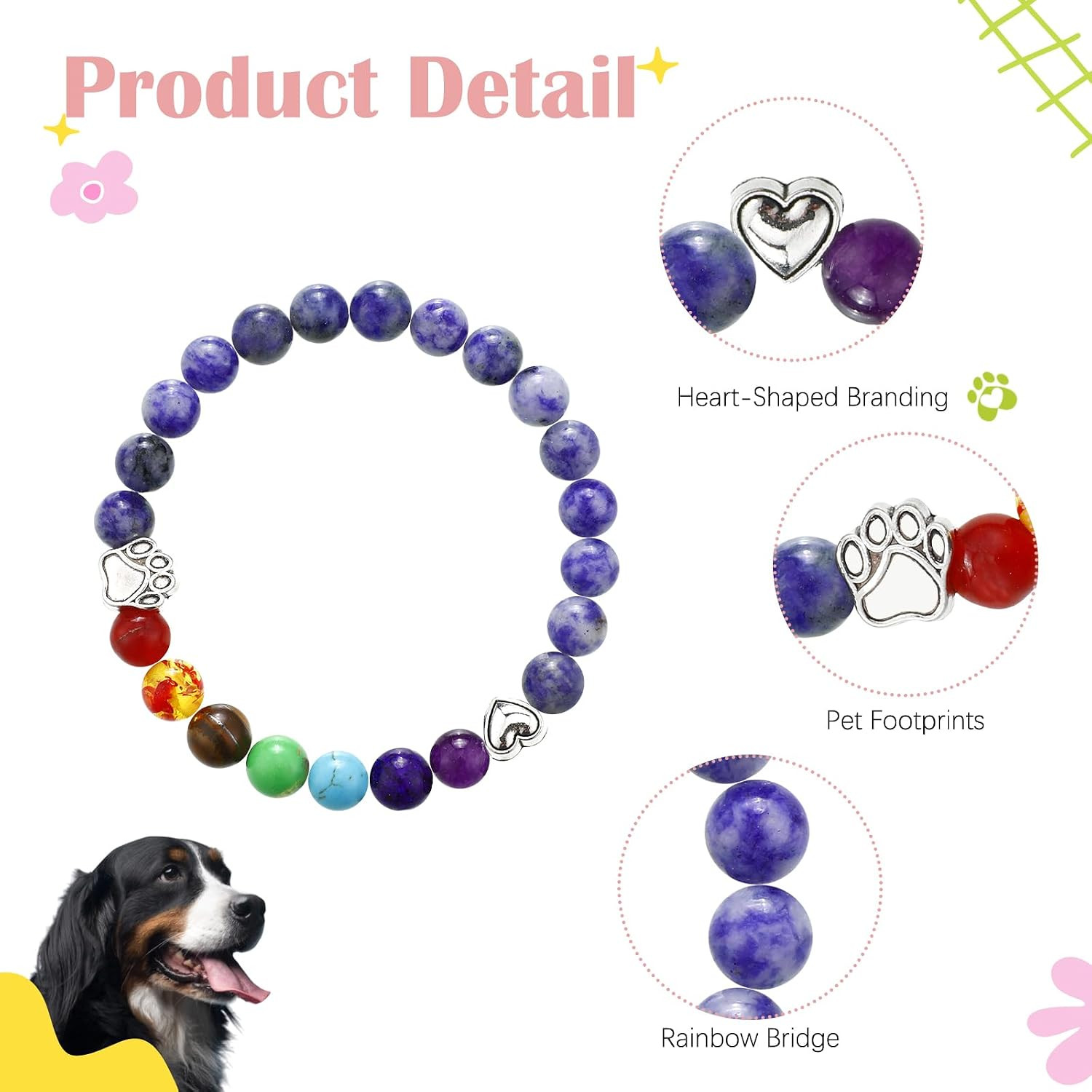 5 Pcs Rainbow Pet Memorial Gifts Set Includes Paw Print Crystal Sun Catcher, Dog