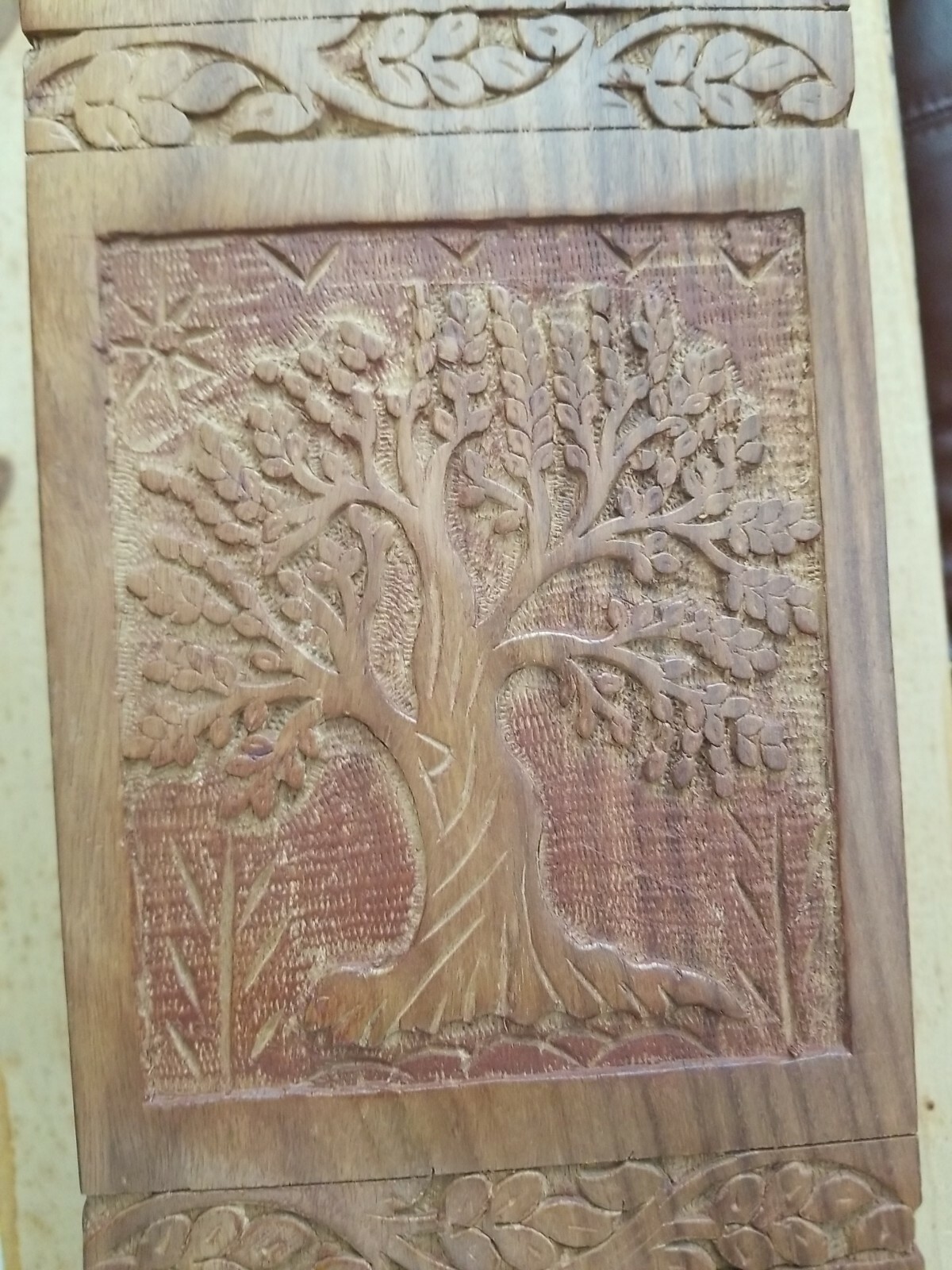 Rosewood Cremation Urn for Human Ashes, Adult Tree of Life Funeral Wooden Urns