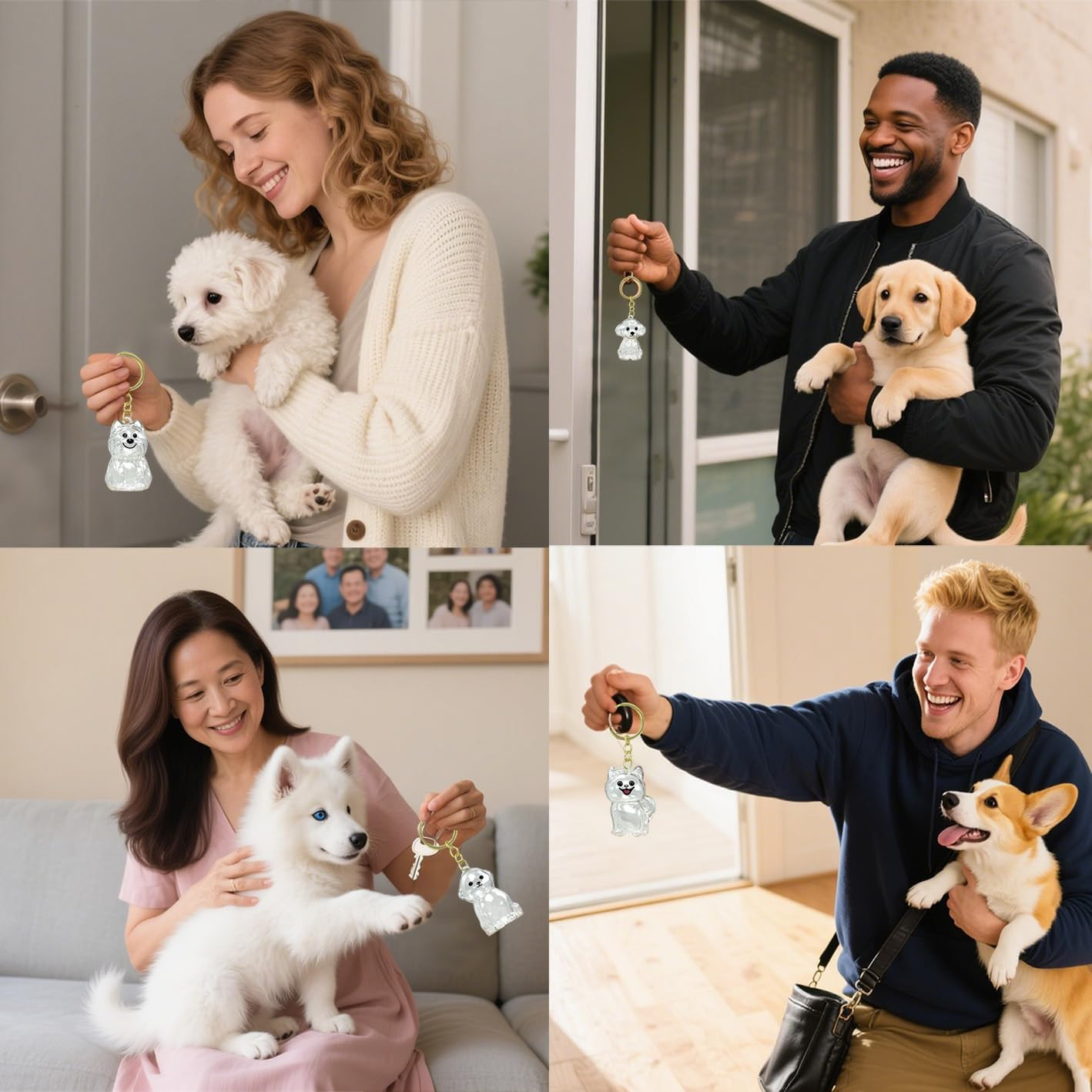4 Pack Dog Hair Keychain | Set for Pet – Keepsake Bottle to Preserve Fur | Memor