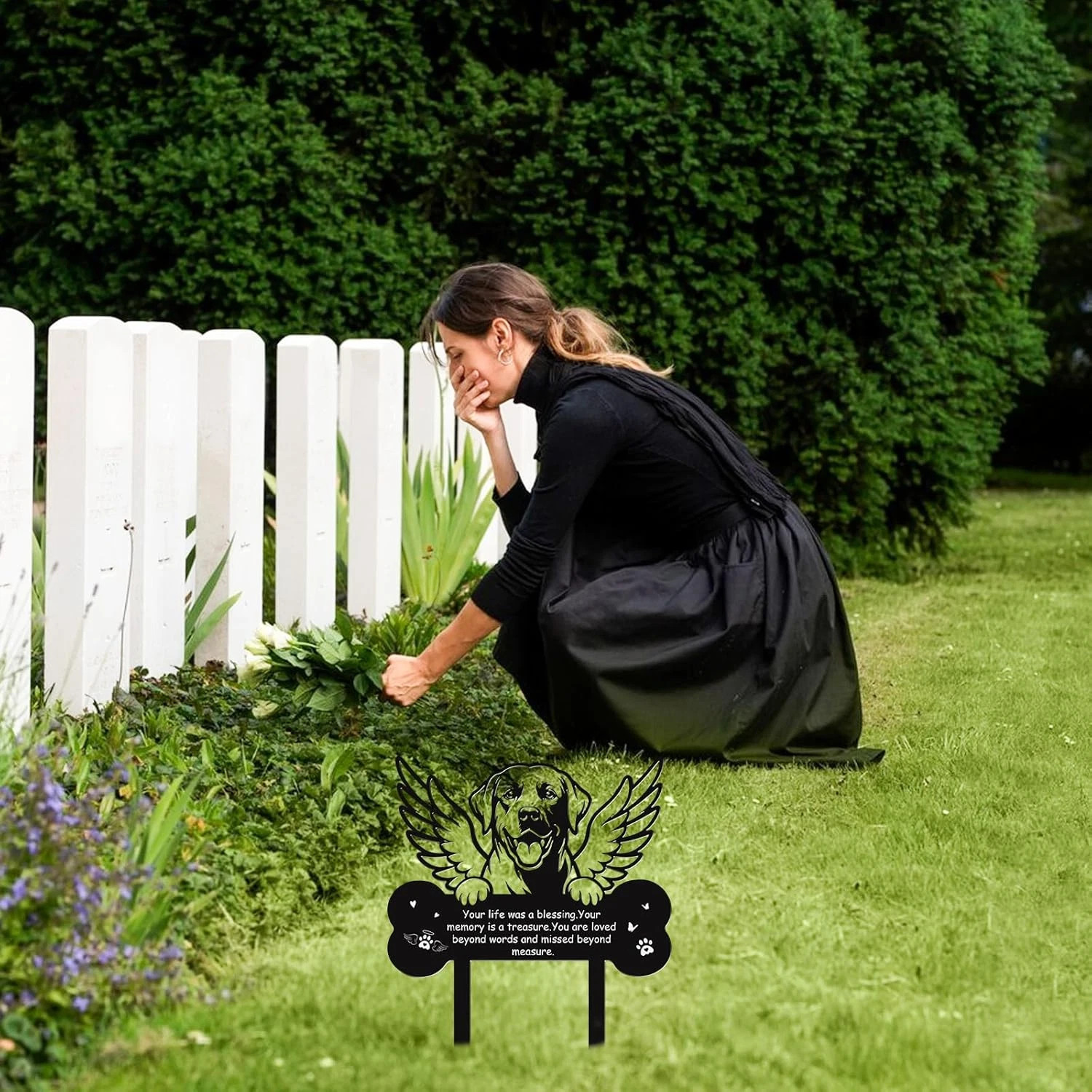 Dog Grave Markers Outdoor, Mental Pet Dog Memorial Gift Decorations Outdoor, Pet