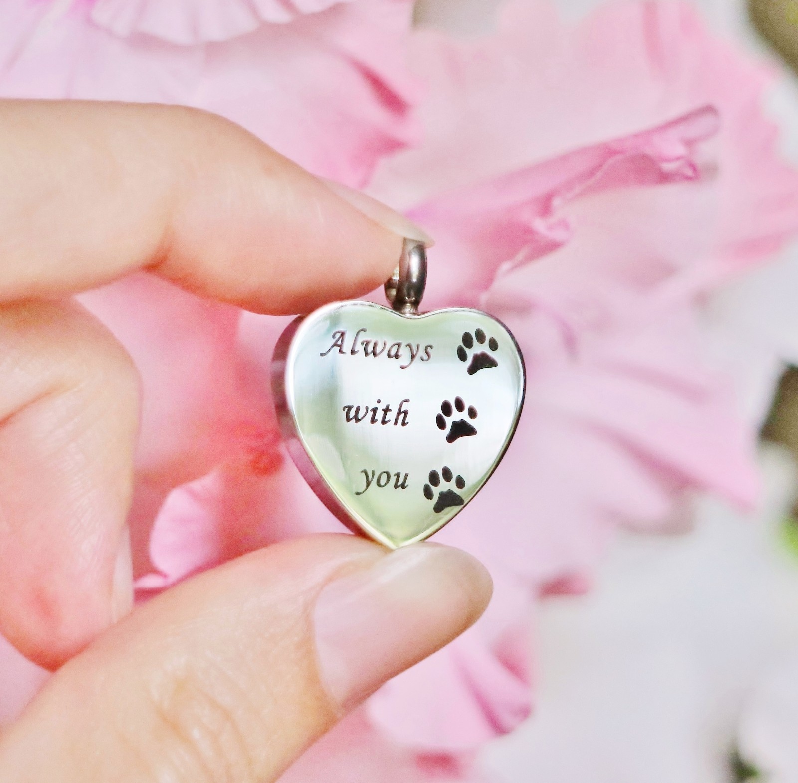 Pet Cremation Necklace Pendant Urn Paw Print Always with You Dog Cat In My Heart