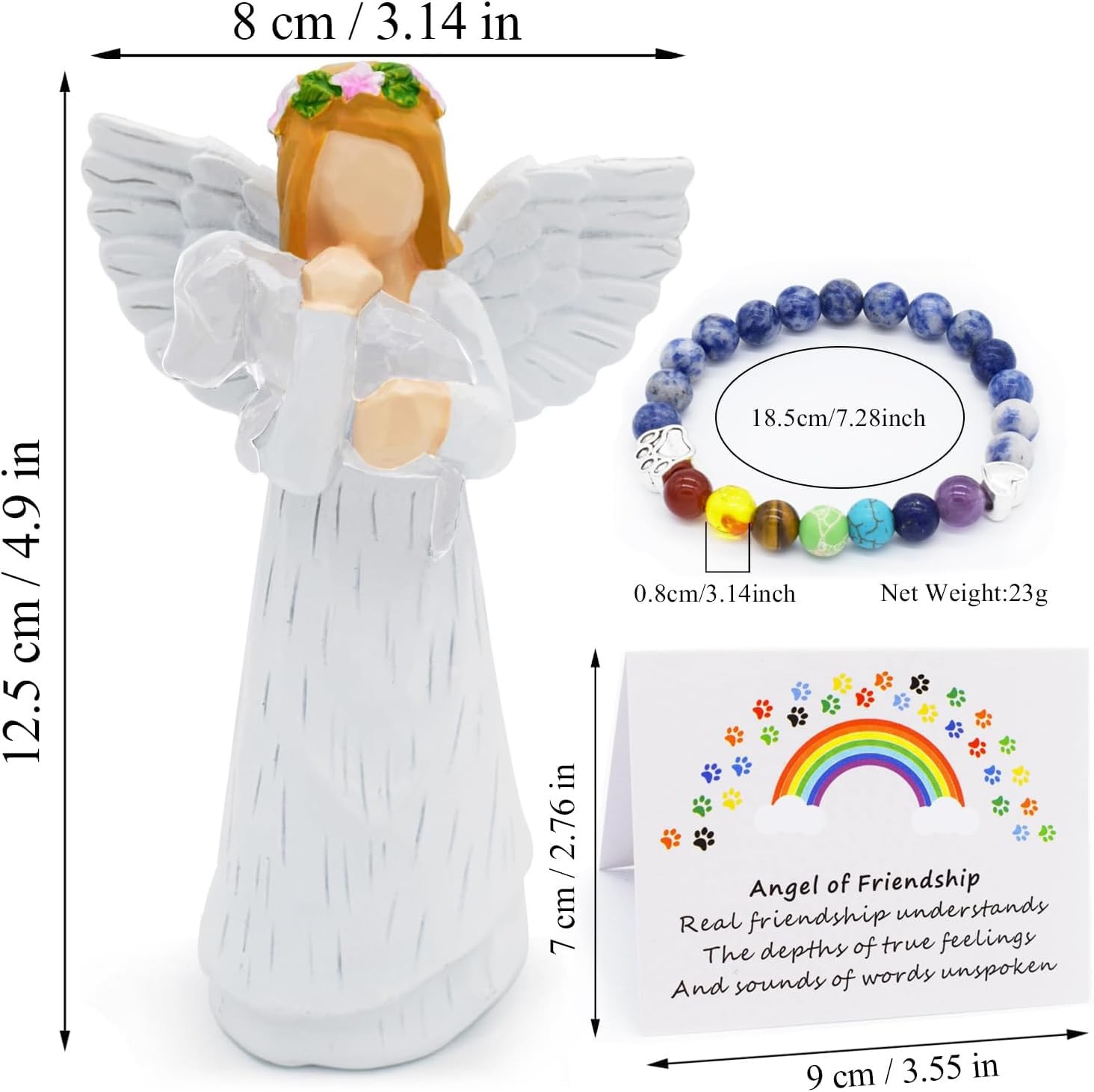 Angel of Friendship Pet Memorial Gift – Dog Remembrance Angel Figurine with 7…