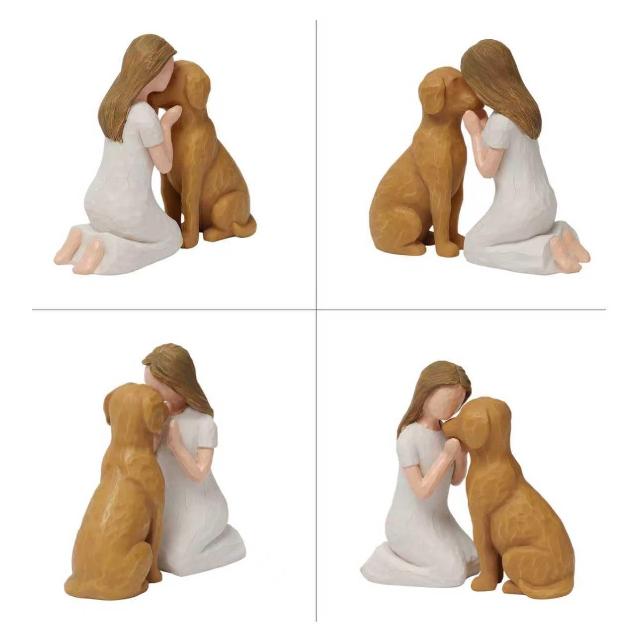 Pet Memorial Figurine for Dog Lovers, Hand-Painted Brown Dog Statue, Girl and…