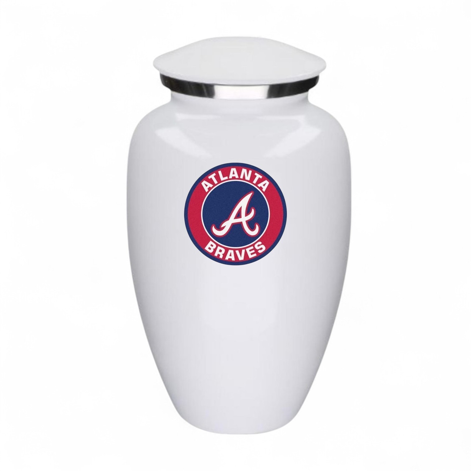 Atlanta Baseball Theme Large Aluminum Cremation Urn Adult Human Ashes w/Bag