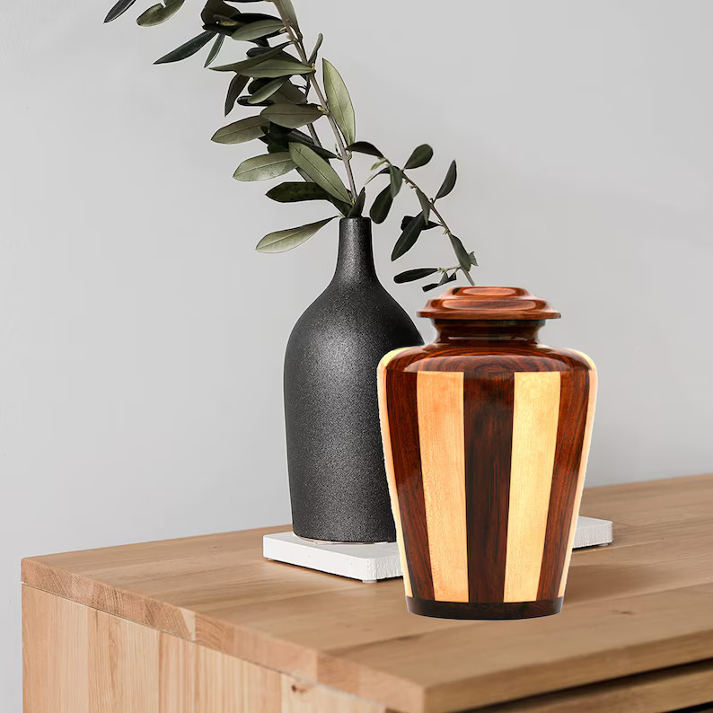 Wooden Urns for Human Ashes Adult Male Female – Cremation Urn Large Wood Urn Box