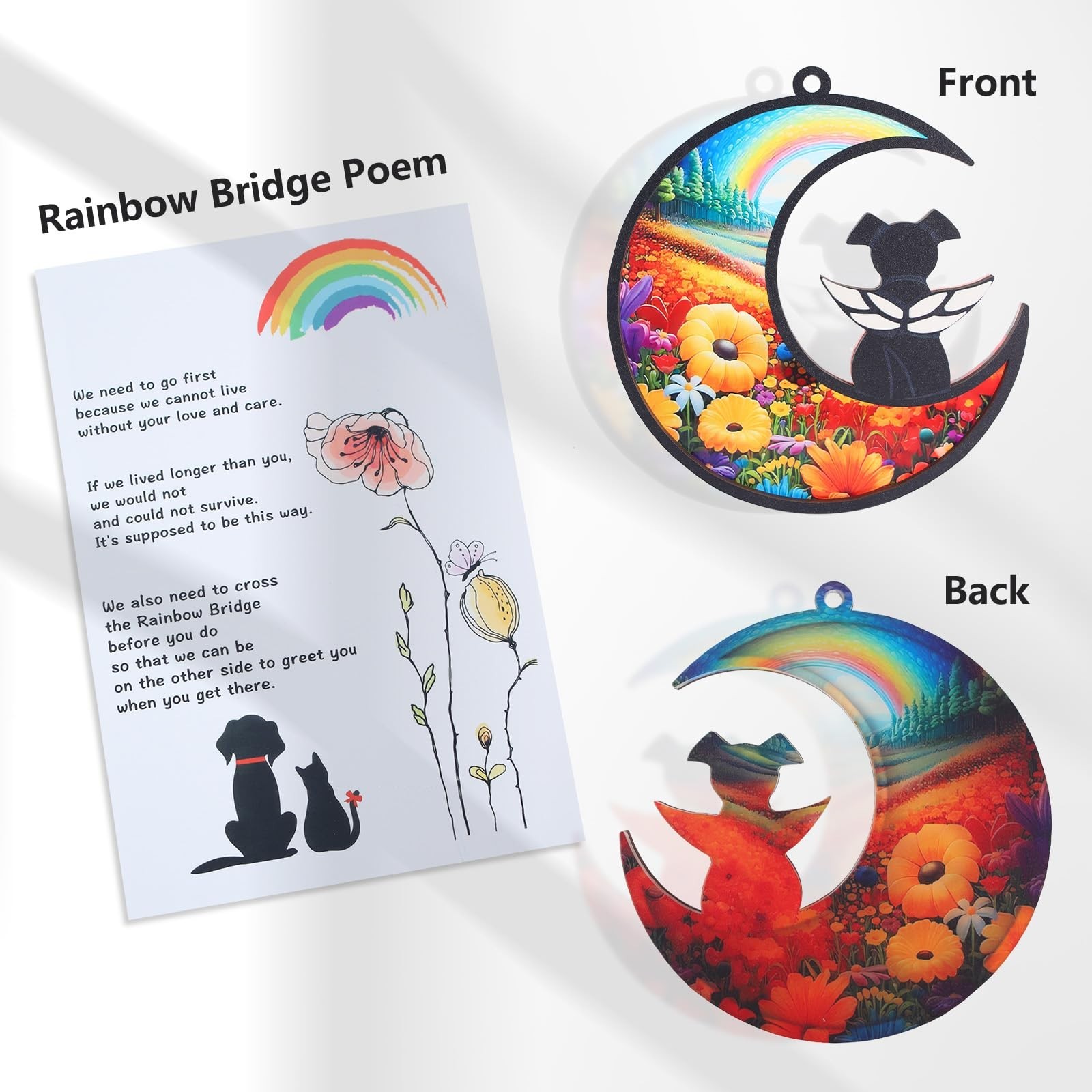 DIY Dog Angel Memorial Suncatcher with Sympathy Card,Rainbow Bridge Dog Memor…