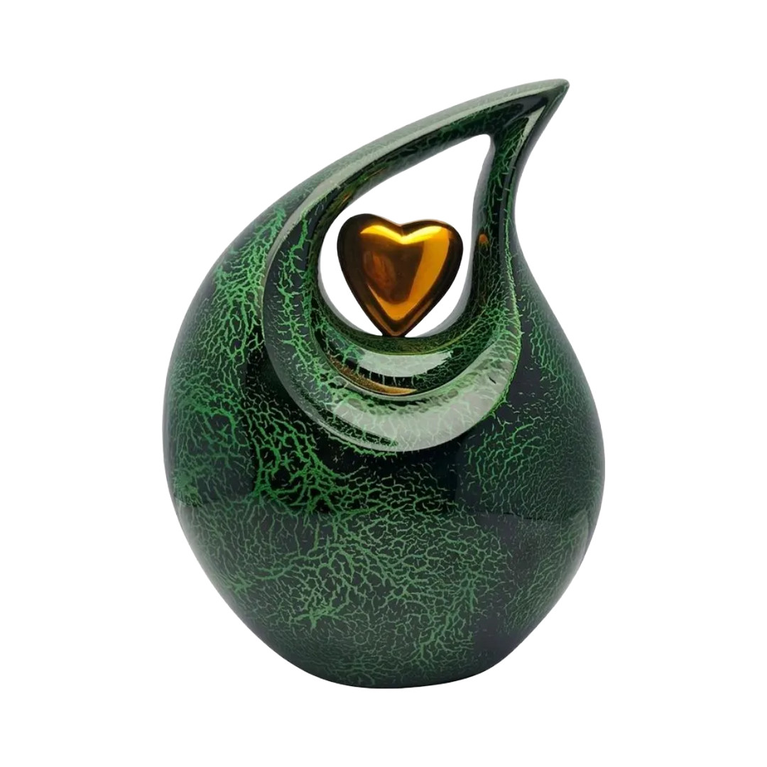 Large Emerald Green Teardrop Cremation Urn for Human Ashes Adult Male Female