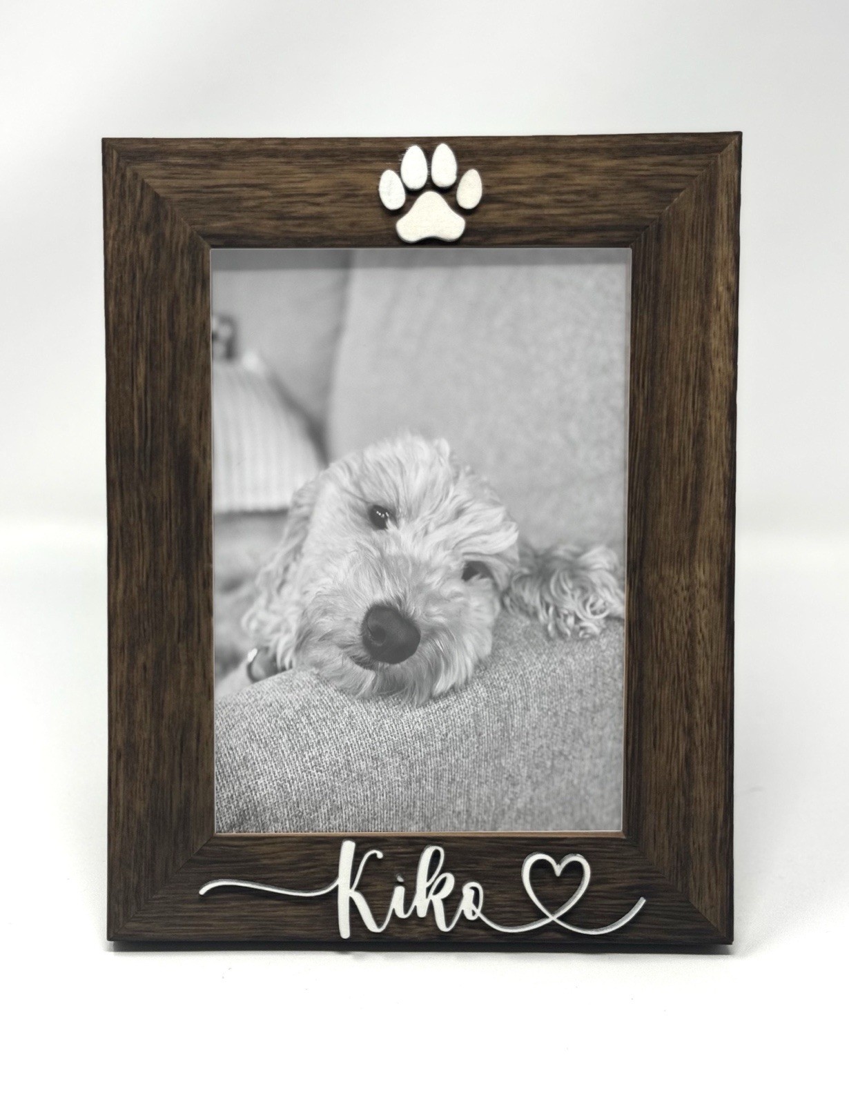Pet Picture Frame Name Dog Photo Cat Paw Print Frame Gift Memorial Keepsake