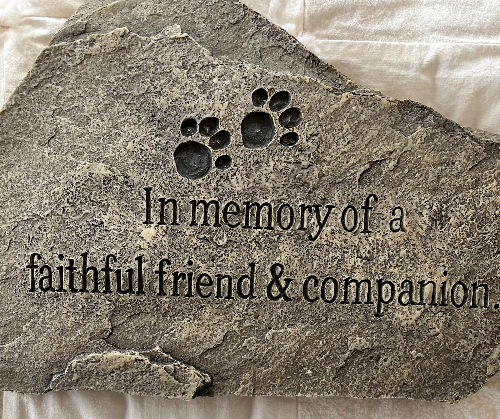 Pet Memorial Stone-Heavy Resin Grey-Colored Stone, Engraved
