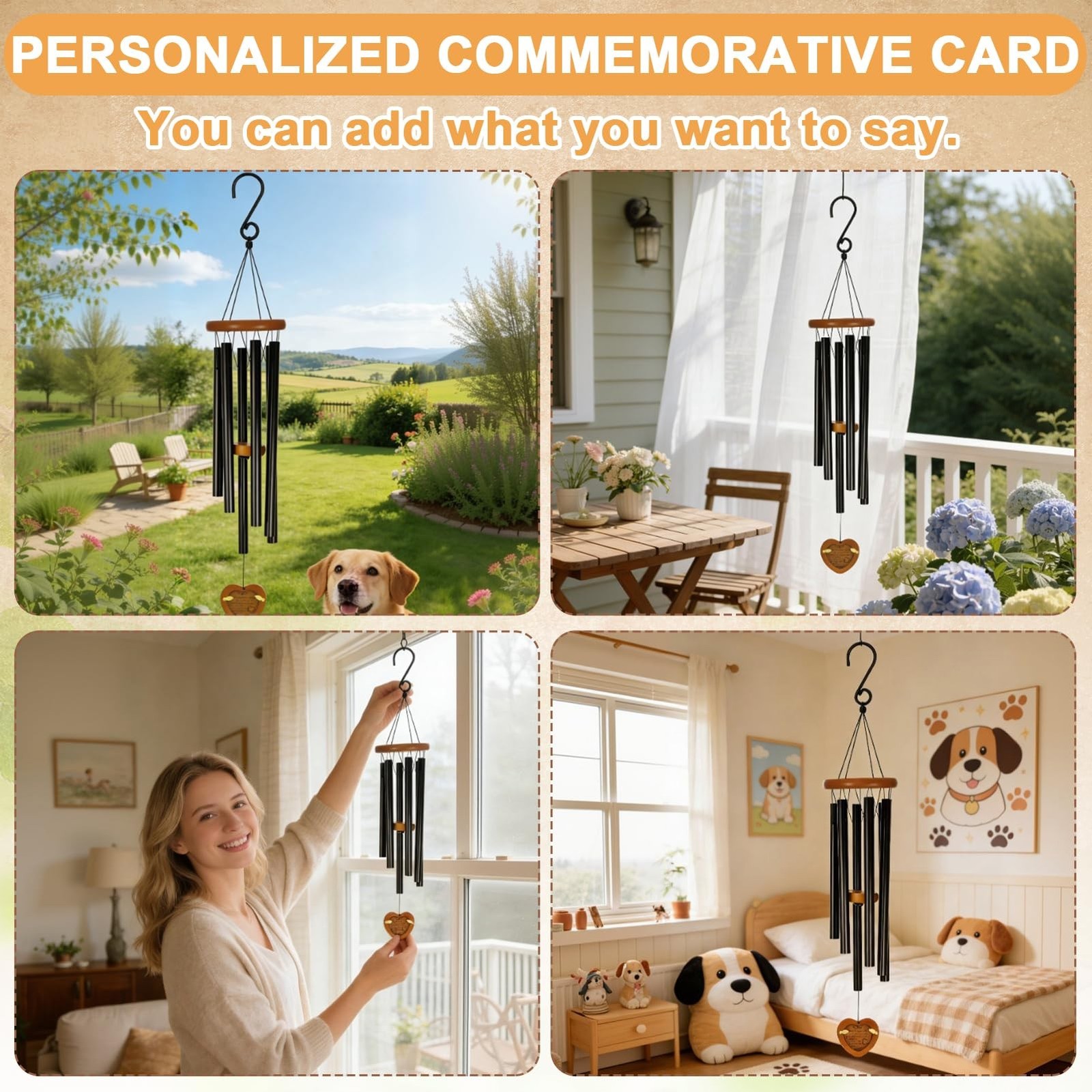 Dog Memorial Wind Chimes with Photo Frame Personalized Pet Sympathy Gift for …
