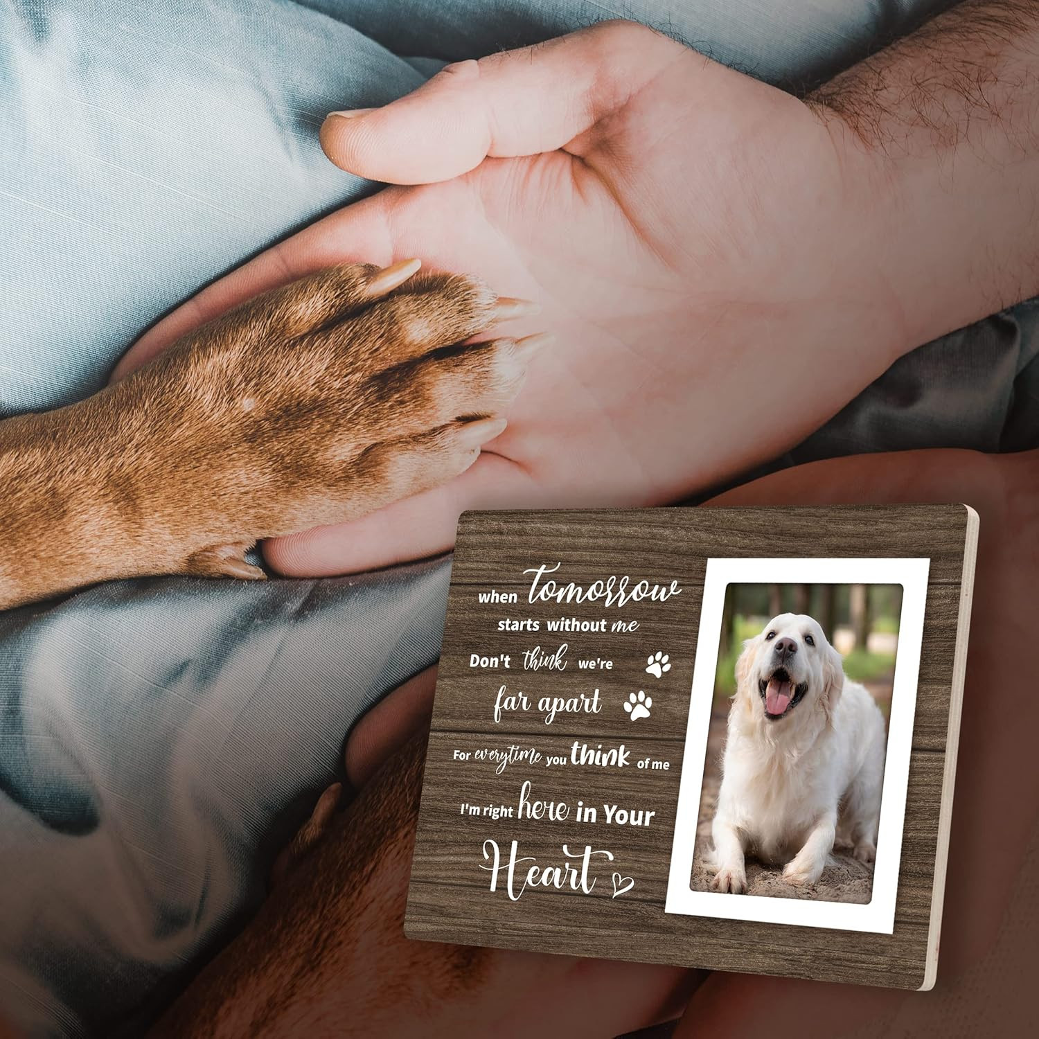 Loss of Dog Sympathy Gift, Pet Memorial Picture Frame for 4X6 Photos, Passing Aw