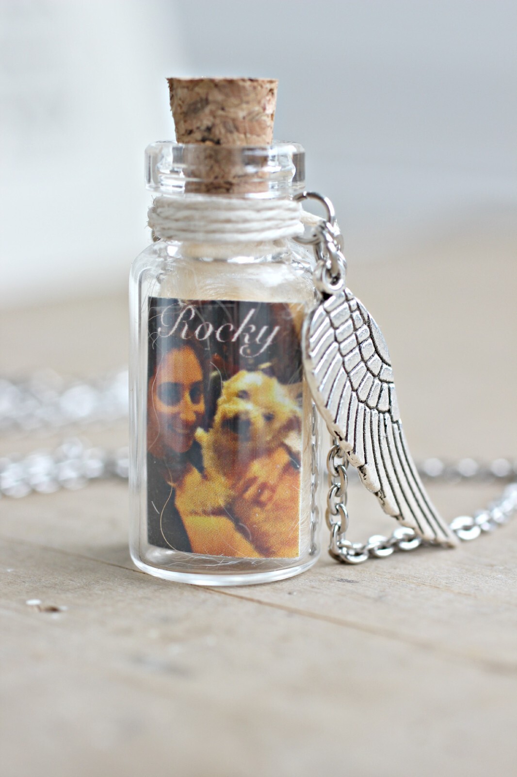 Pet Fur Bottle Pendant, Pet Memorial Gifts, Pet Hair Keepsake, Urn Necklace