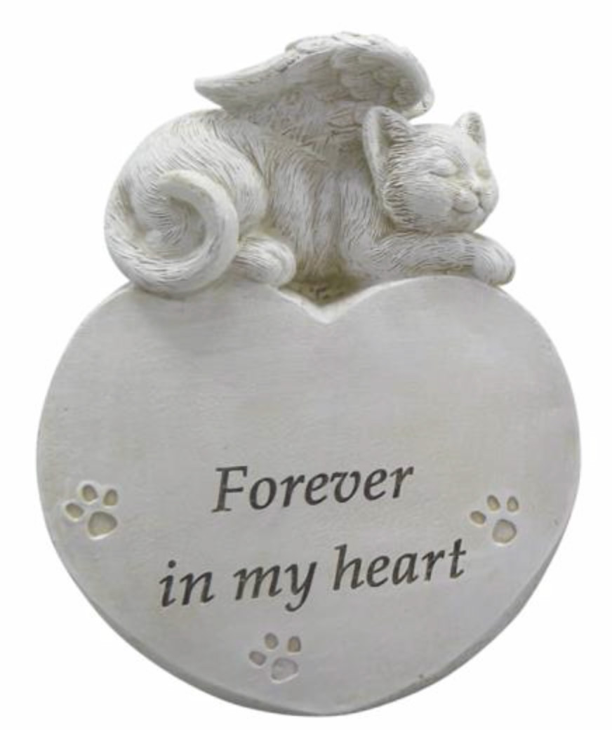 ~❤️~PET MEMORIAL Grave Sleeping Angel Cat/Dog heart wings Figurine 13cms
