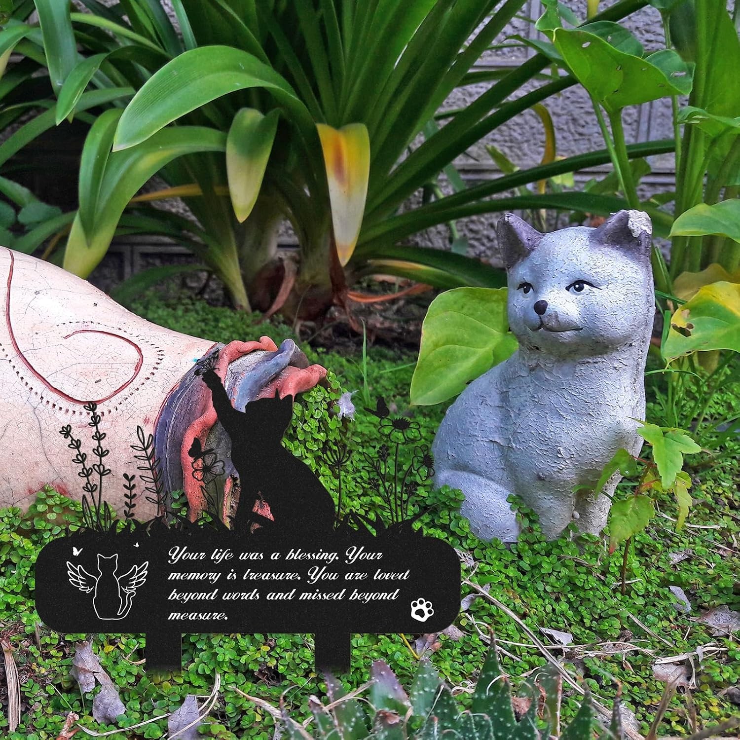 Waterproof Metal Pet Grave Marker, Cat Memorial Plaque, Cemetery Stakes, Pet