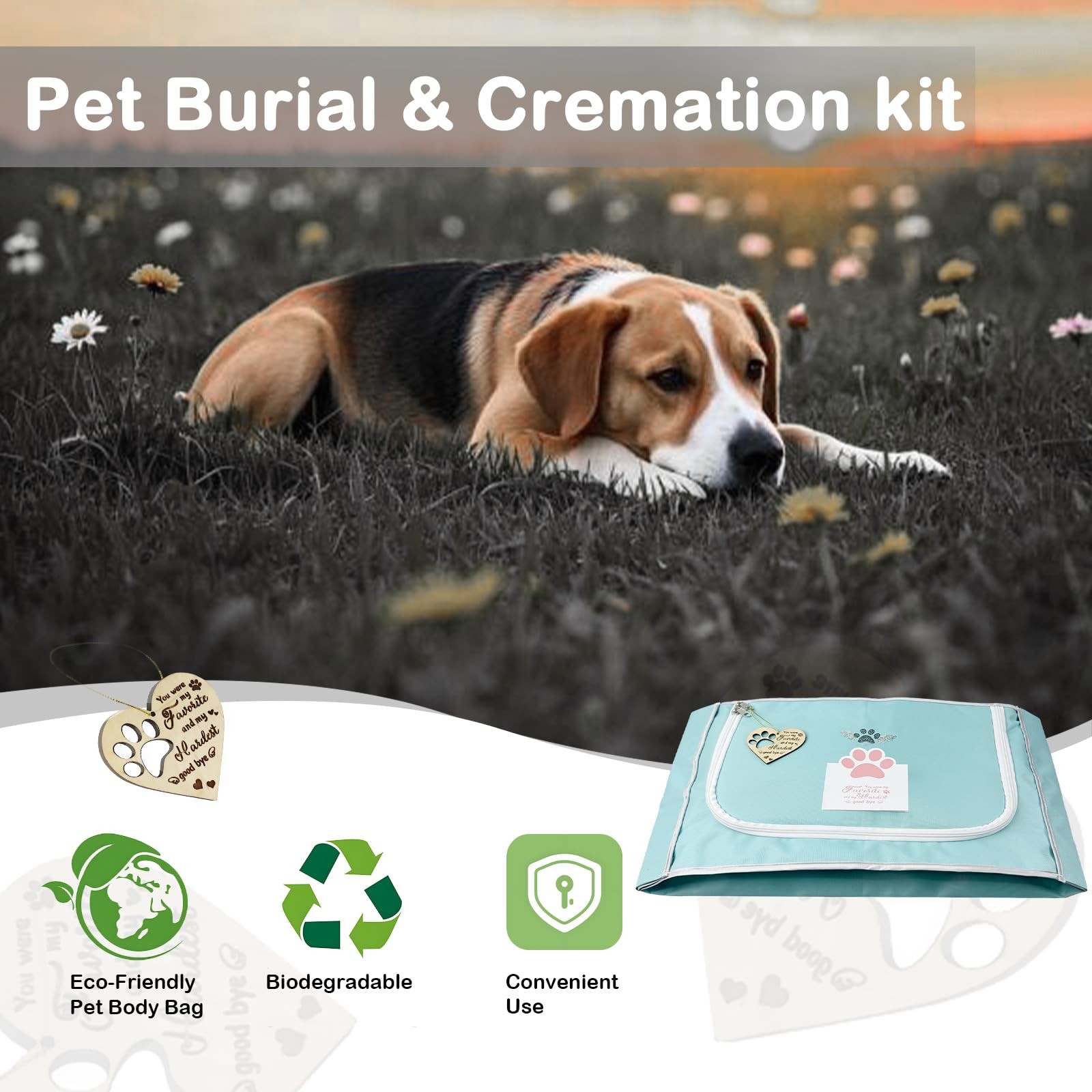 LZHTIME Pet Burial, Eco Friendly Pet Body Bag Suitable for All Kinds of Pets Pet