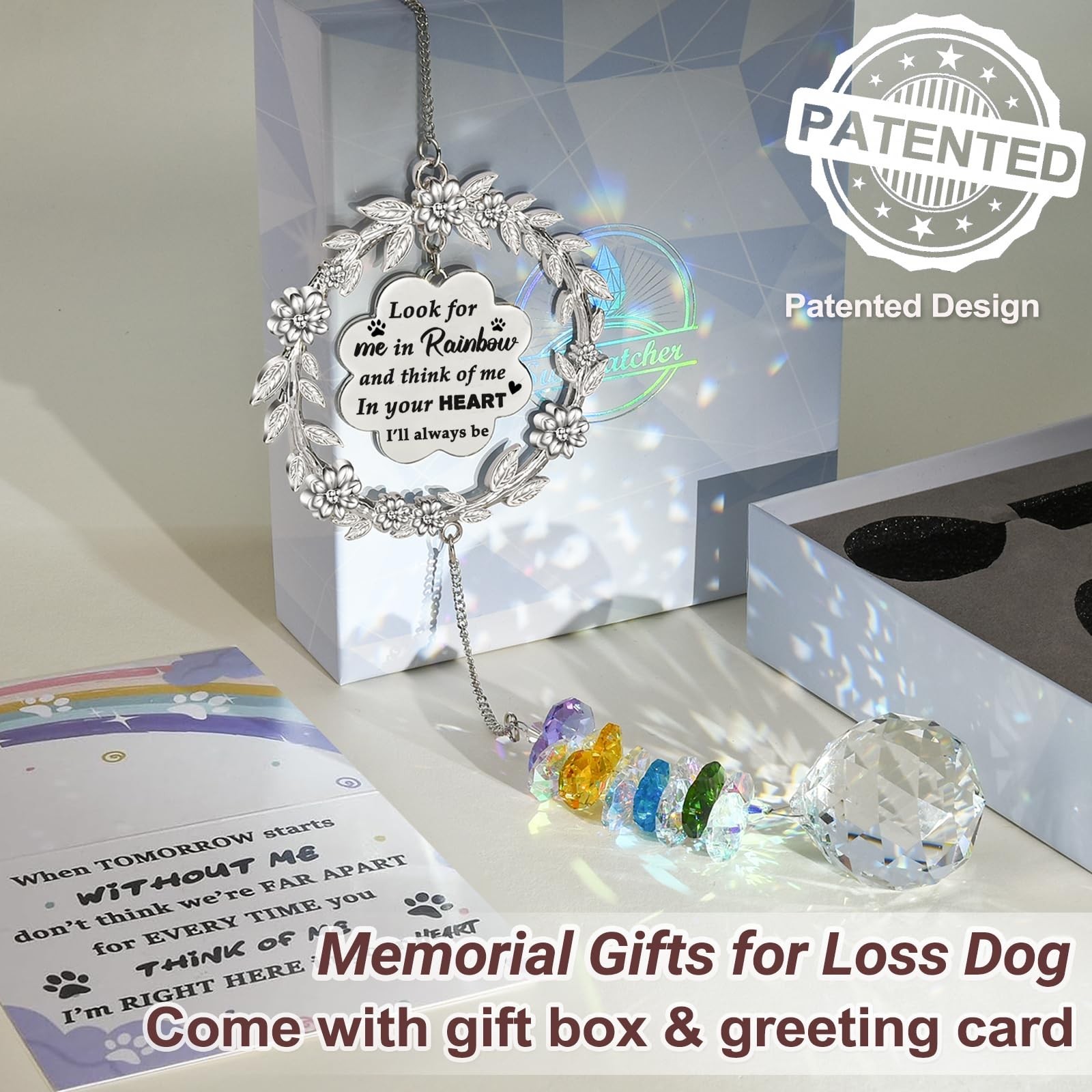 Dog Memorial Sun Catcher – Paw Print Sympathy Gift for Dog Lovers, Crystal Su…