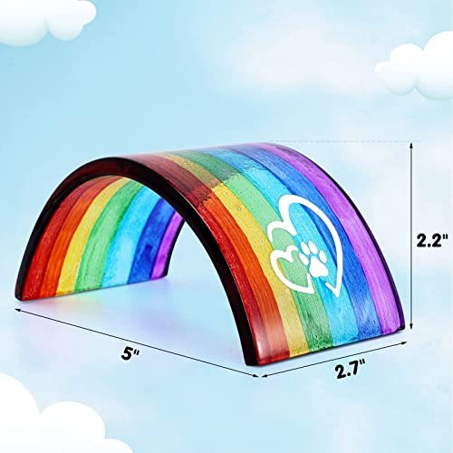 Huray Rayho Rainbow Bridge Fused Glass 3D Colorful Memorial Gift for Pet Lover