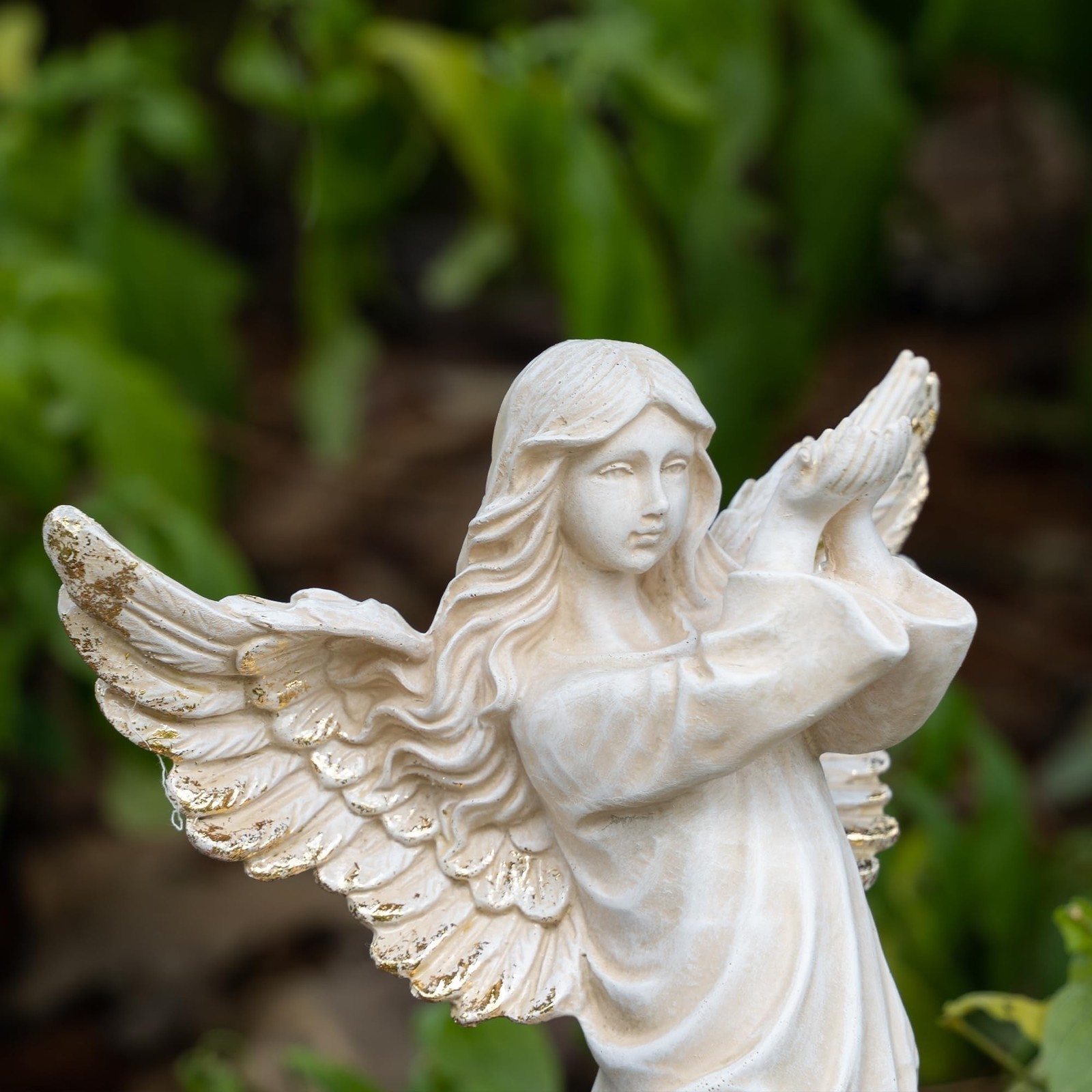 Angel Garden Statue, 16.1 inch Decorative Figurine, White Indoor Outdoor Deco…