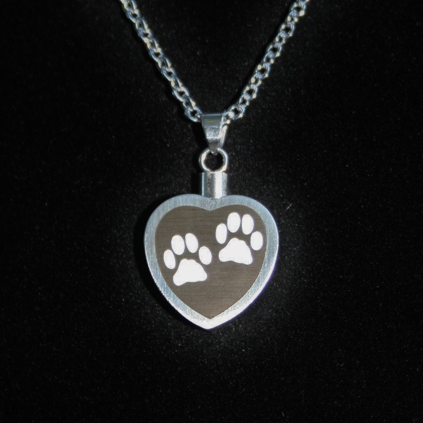 Cremation Jewelry Pendant Urn Necklace for Ashes Pet Dog Cat Paw Print Heart Ash