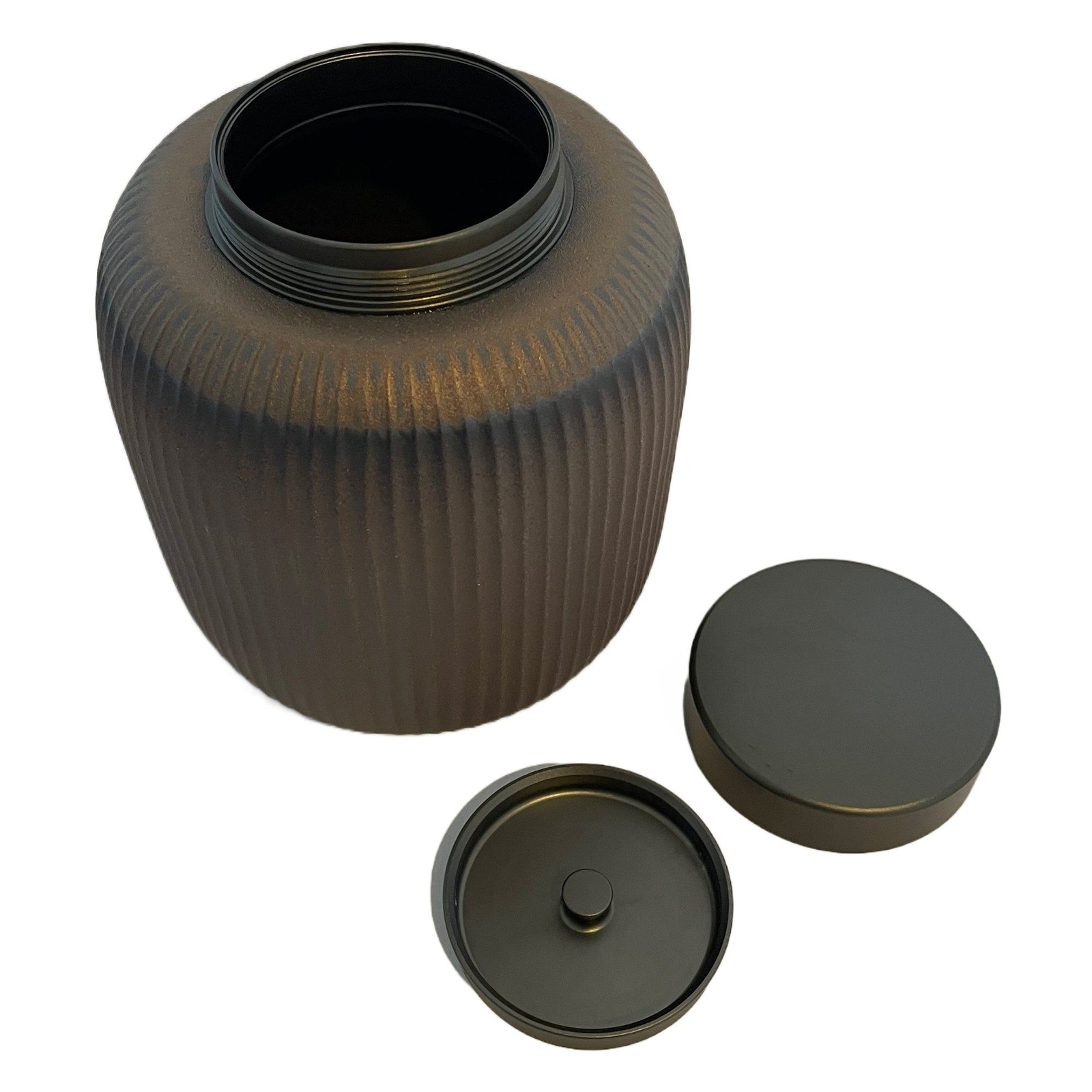 Ceramic Memorial Cremation Urn with Metal Lids for Human or Pet Ashes (Brown)