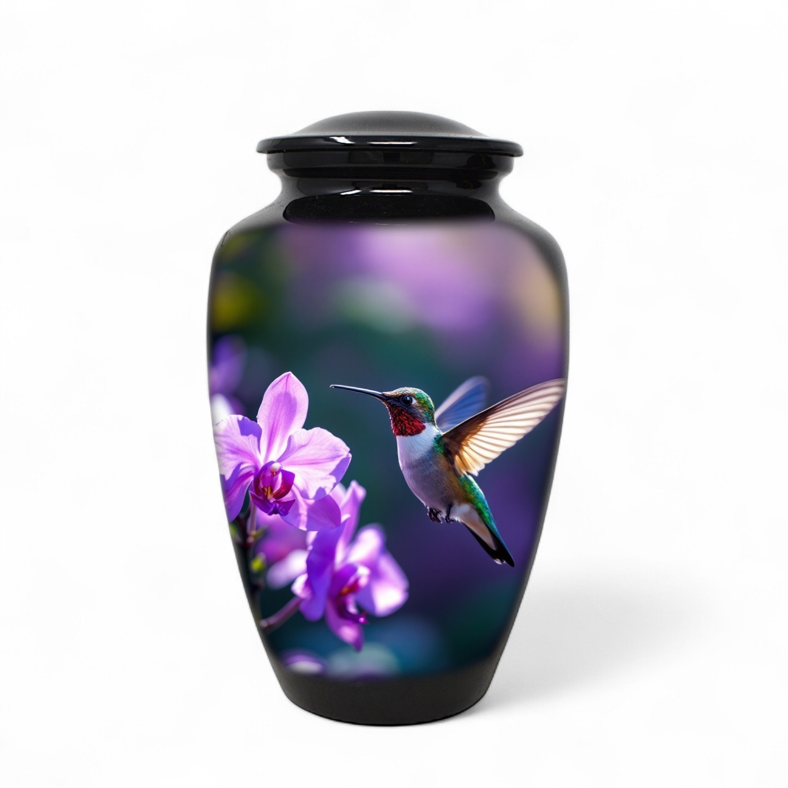 Adult Cremation Urn for Human Ashes Large 10.5″ Hummingbird Flower Urn 190ci