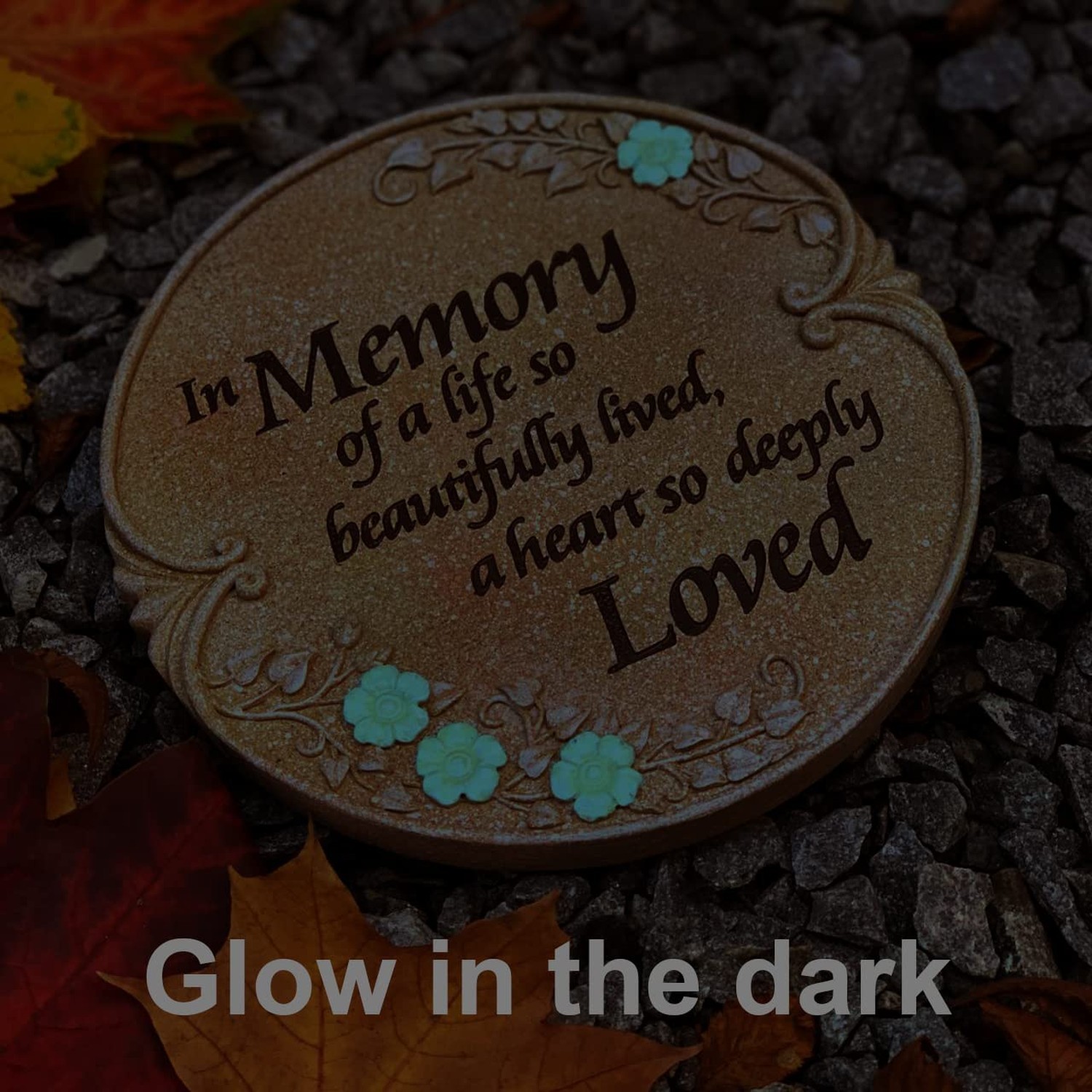 Luminous Memorial Stone – Memorial Stepping Stone – in Memory of Loved One Gi…