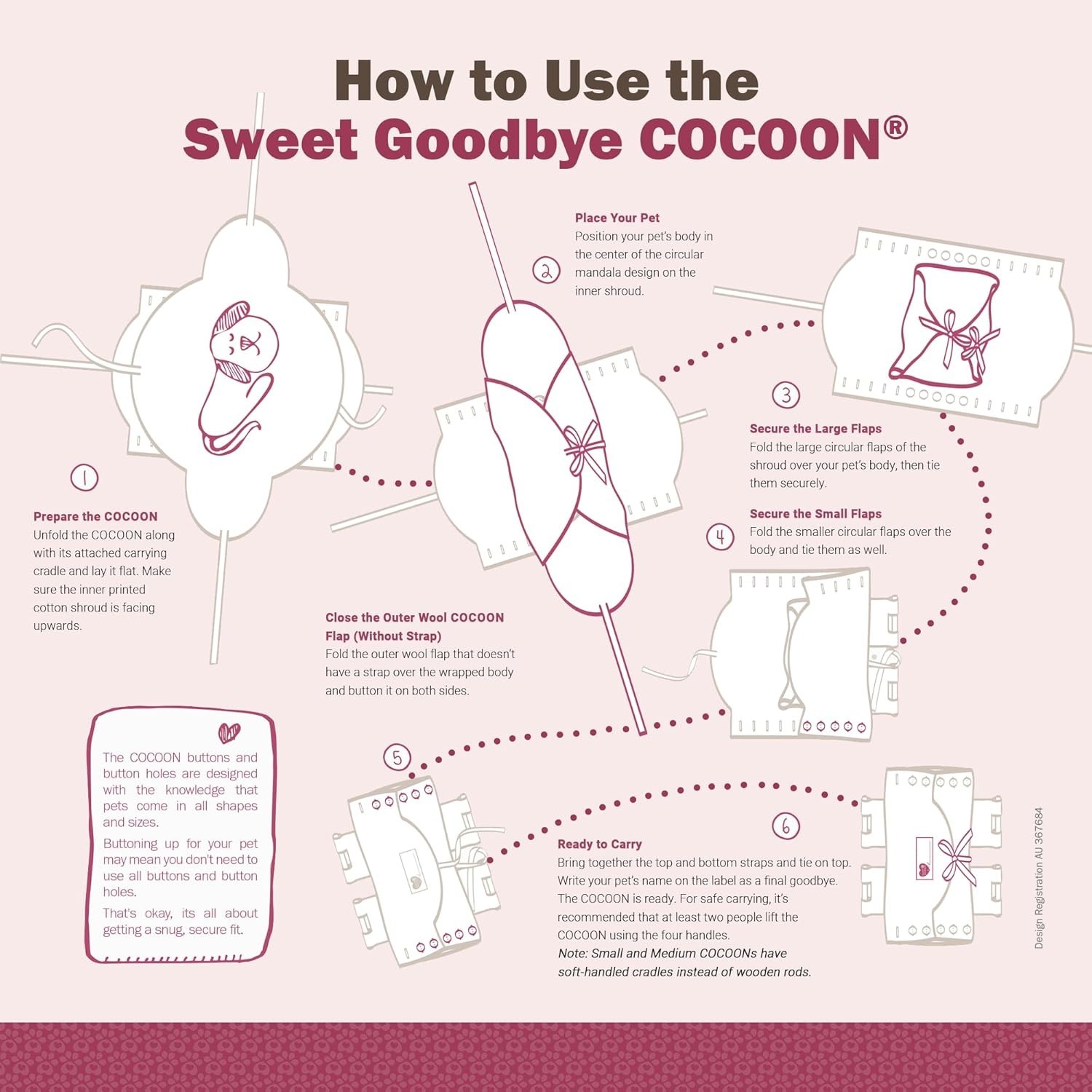 Sweet Goodbyes Eco-Friendly Cocoon Pet Burial Kit Size Medium Natural NEW