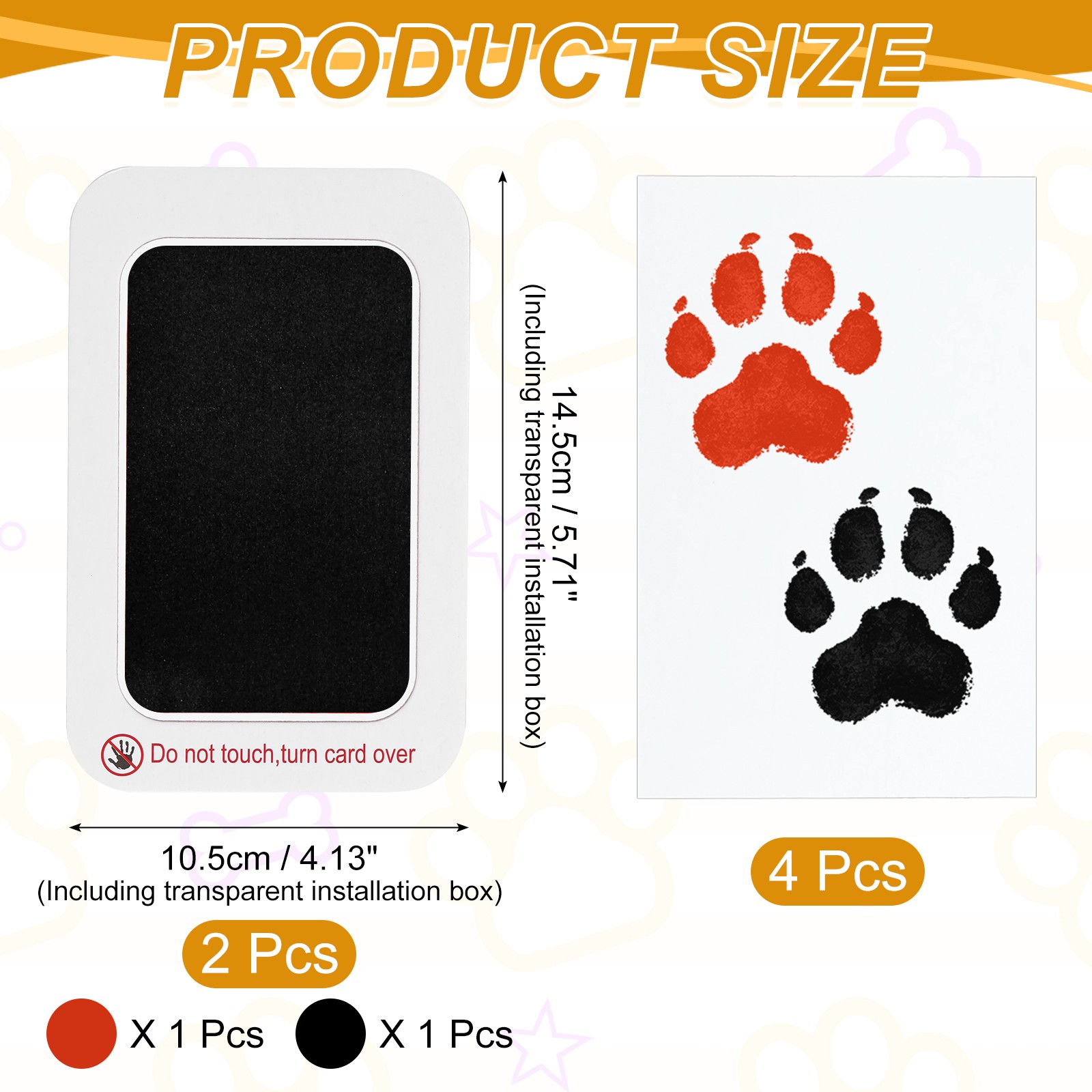 Pet Paw Print Kit, 5.7″X4.1″ Paw Print Impression, (Black, Red, 2 Set)