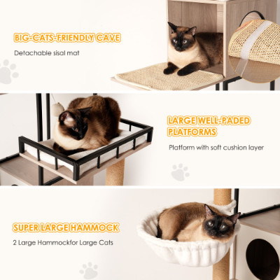 63 Multi-Functional Cat Tree With Litter Box – Includes Removable Washable Cushi