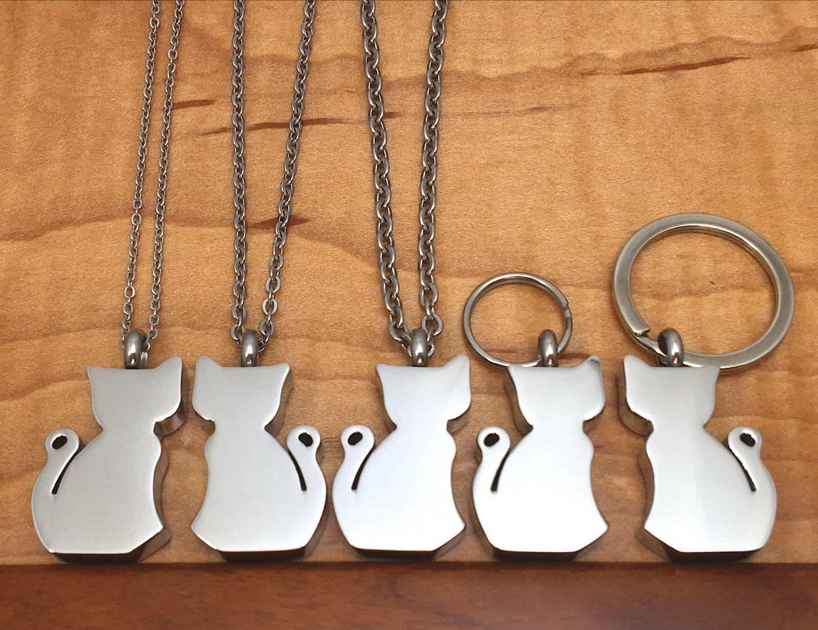 Cat Cremation Necklace Jewelry Pendant Urn for Ashes Memorial Gift Silver Kitty