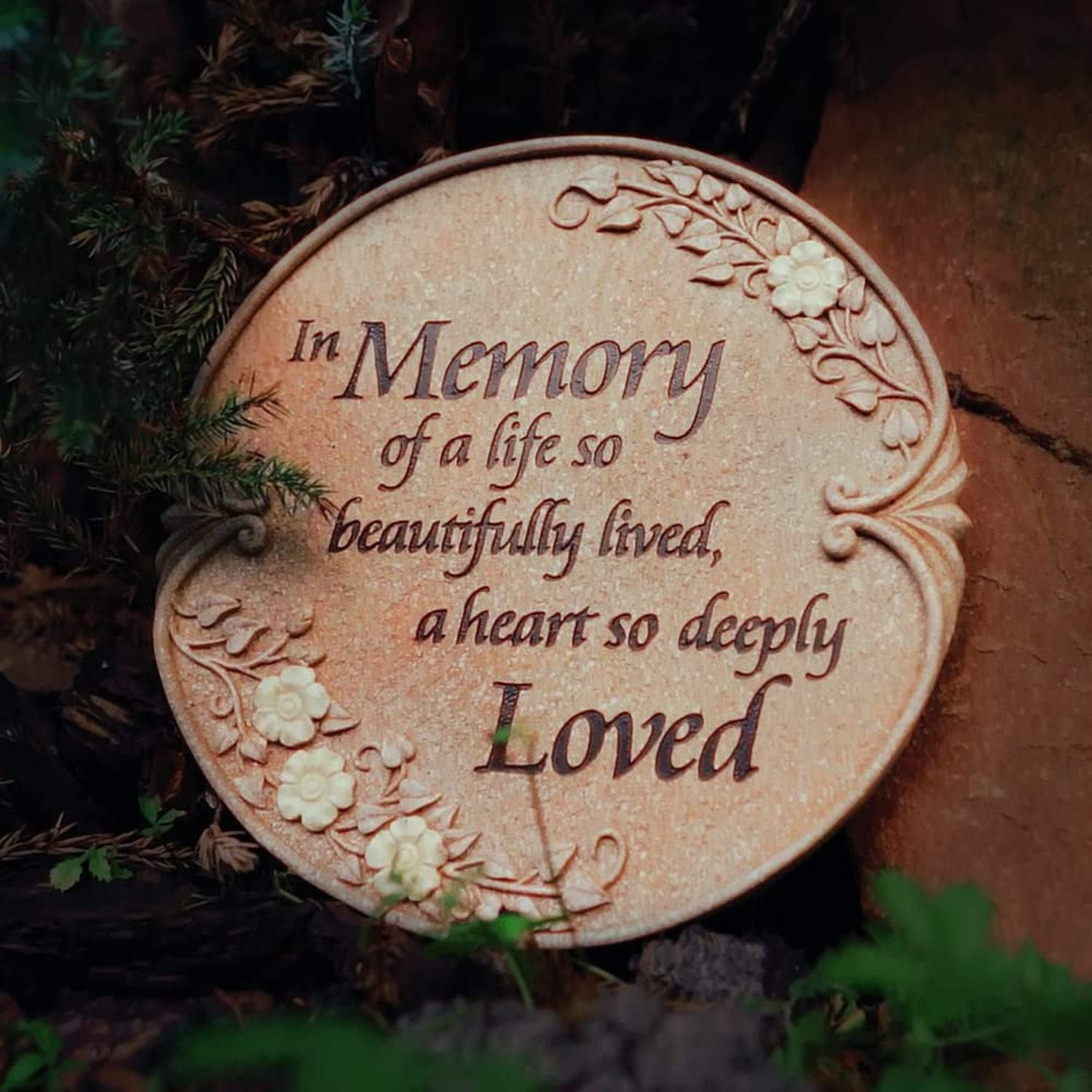Luminous Memorial Stone – Memorial Stepping Stone – in Memory of Loved One Gi…