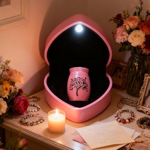 Small Urns for Human Ashes Keepsake – 1.6″ Pink Mini Cremation Urn with
