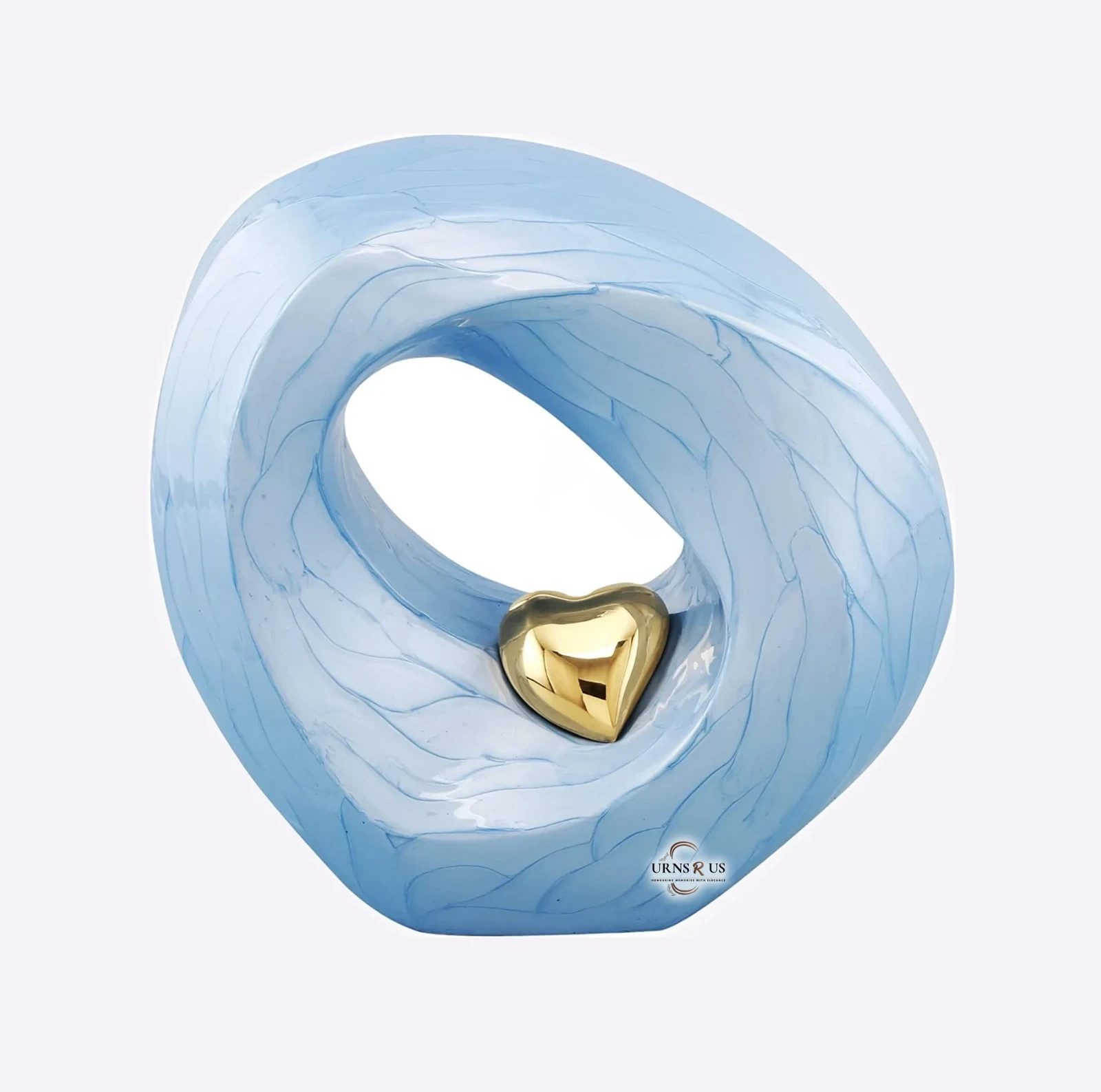 Endless Love Azure Wave & Radiant Gold Heart Infinity Urn for Ashes – Adult Urn