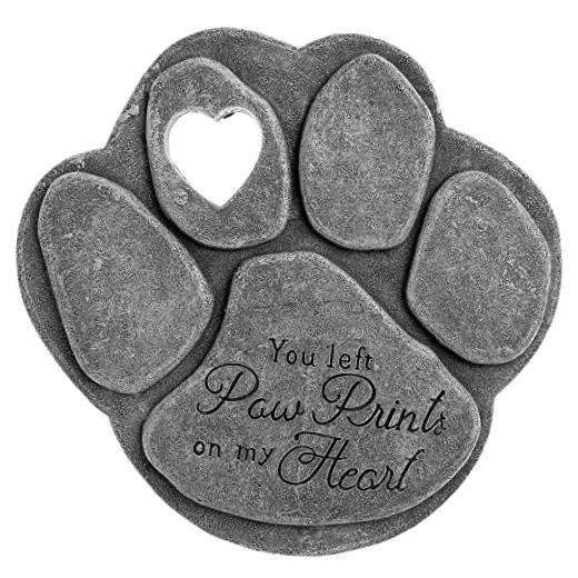 Pet Memorial Garden Stone – ‘You Left Paw Prints On My Heart’ – Dog or Cat