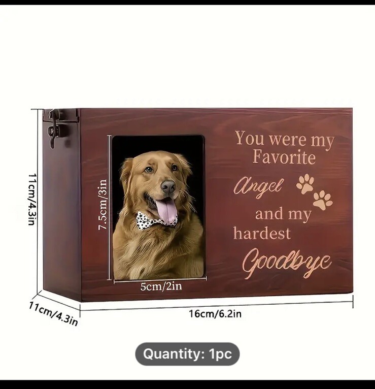 Angel Wooden Pet Memorial Urn Comforting Final Resting Place For Beloved Pets