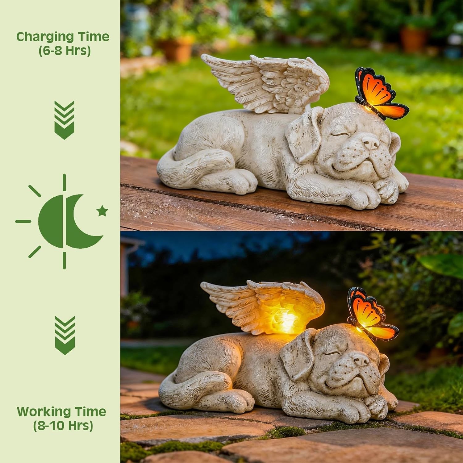 Puppy Memorial Stone with Angel Wings