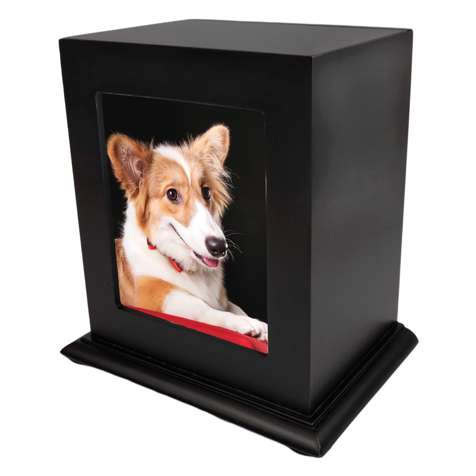 Black Wooden Memorial Urn Dogs & Cats with Storage Bag and Photo Frame