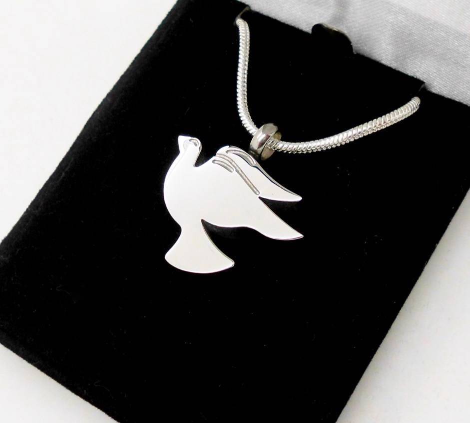 316L Stainless Steel Peace Dove Memorial Keepsake Cinerary Urn Pendant Jewellery