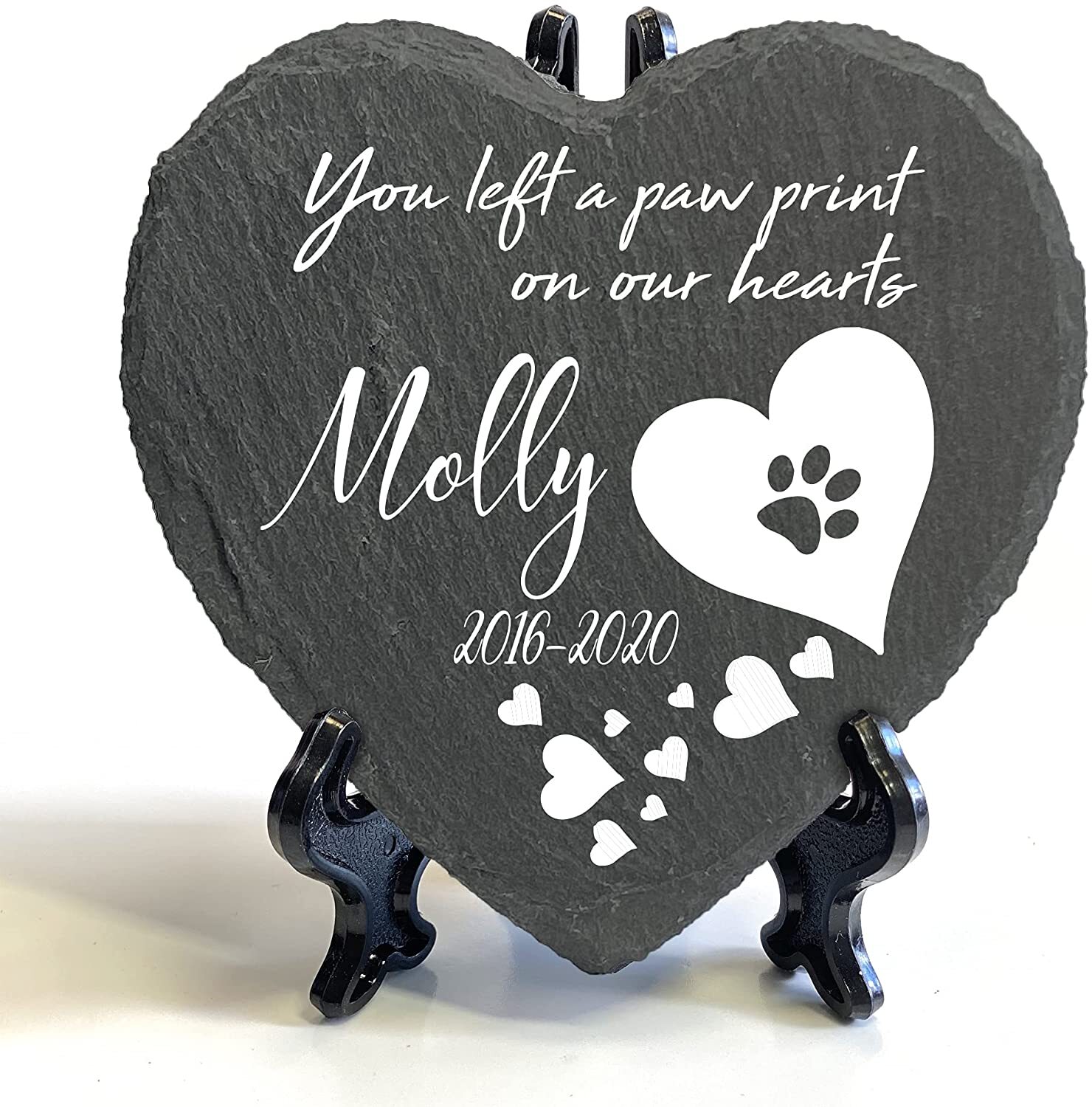 Personalised Pet Memorial Heart Plaque Grave Marker Cat Dog Hamster Birds Mouse