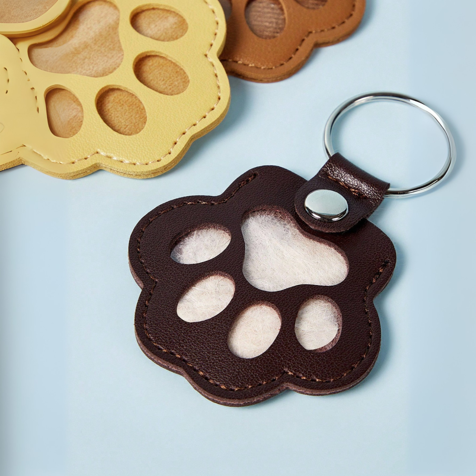 Pet Lost Hair Storage Keychain Cat & Dog Hair Memorial Bag Leather Pet Hair Bag